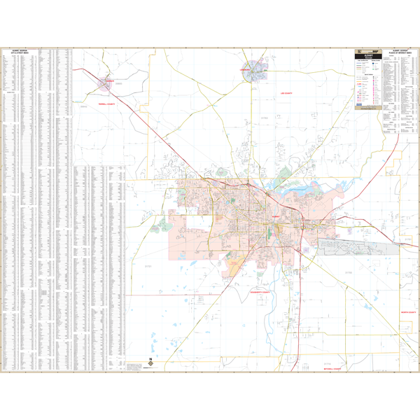 Albany, Ga Wall Map - Large Laminated