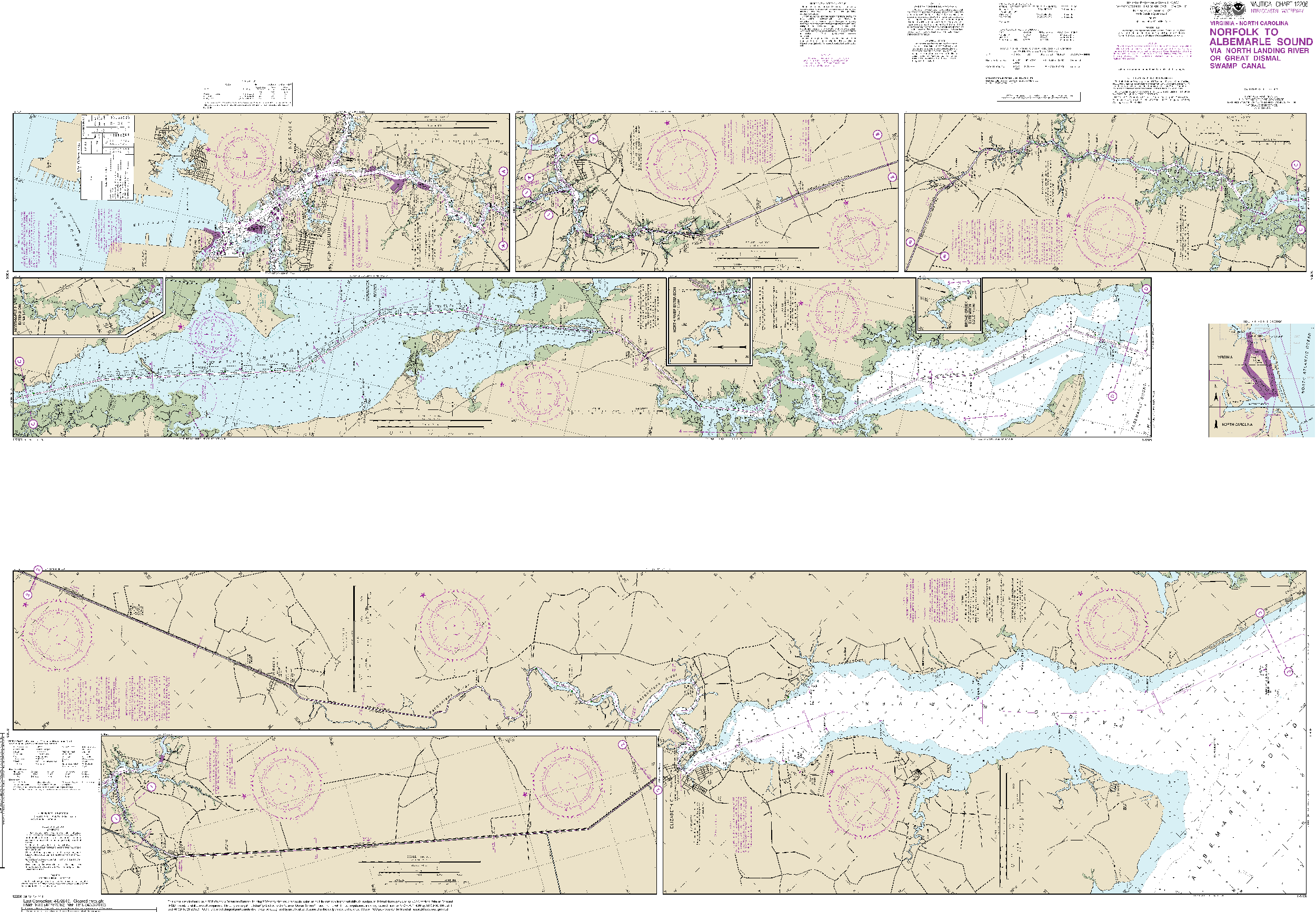 NOAA Nautical Chart 12206: Intracoastal Waterway Norfolk to Albemarle Sound via North Landing River or Dismal Swamp Canal