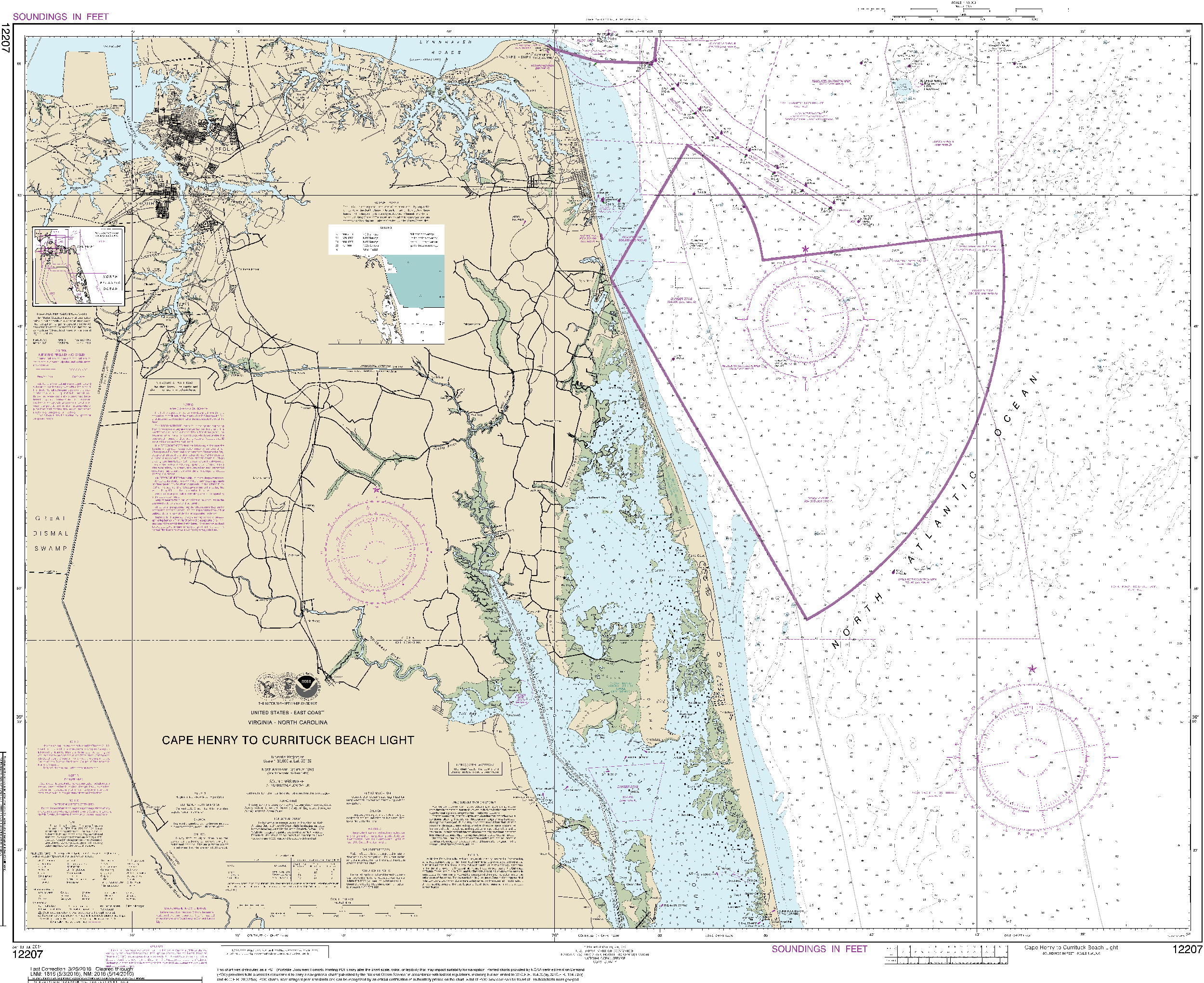 NOAA Nautical Chart 12207: Cape Henry to Currituck Beach Light