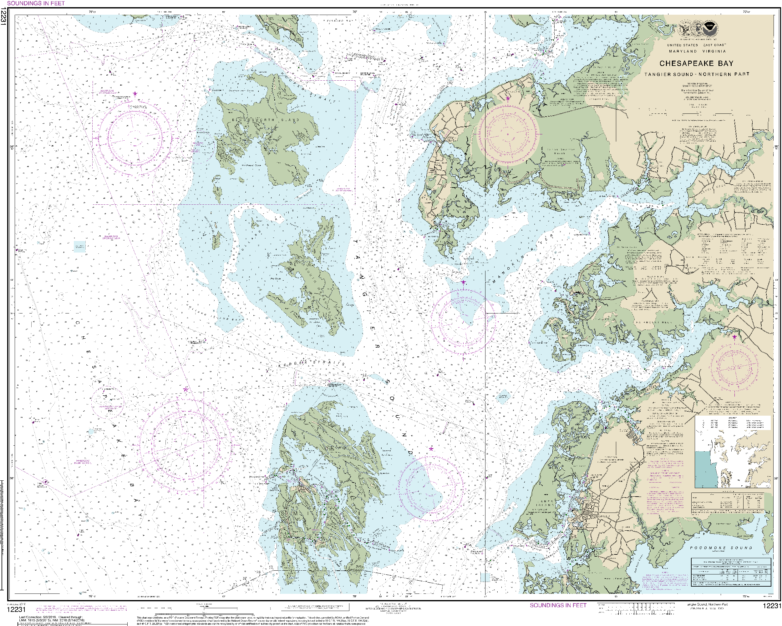 NOAA Nautical Chart 12231: Chesapeake Bay Tangier Sound Northern Part