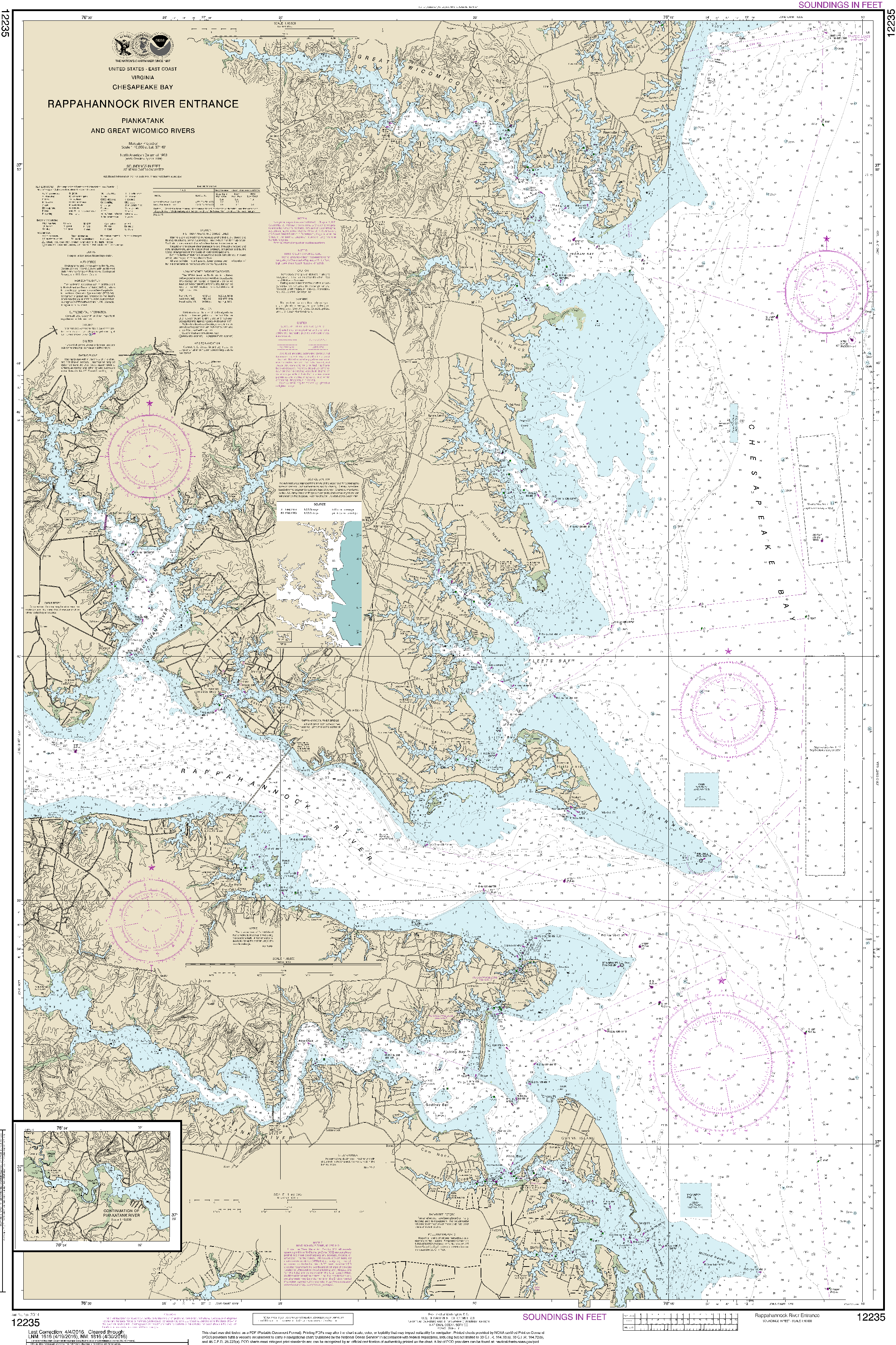 NOAA Nautical Chart 12235: Chesapeake Bay Rappahannock River Entrance, Piankatank and Great Wicomico Rivers