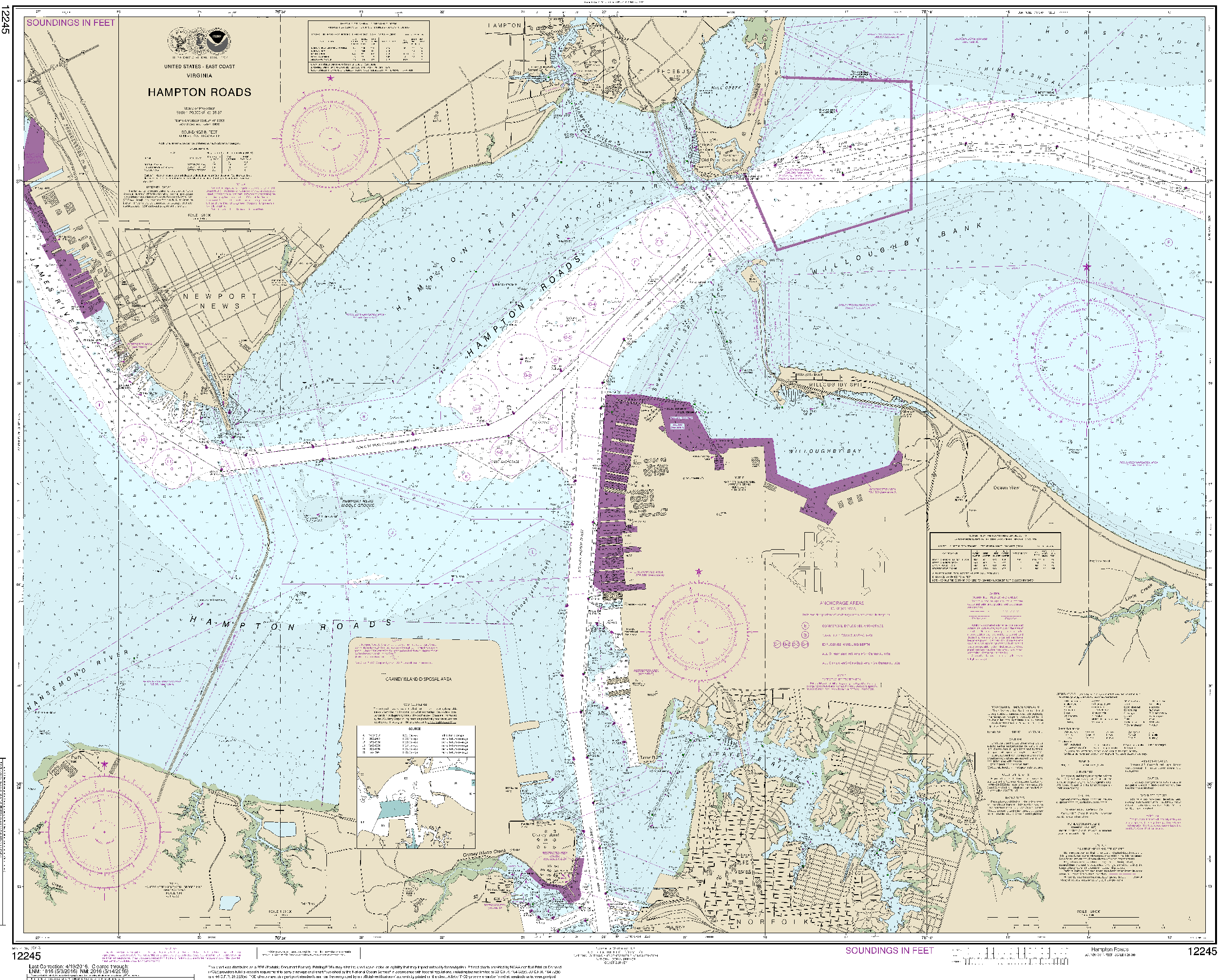 NOAA Nautical Chart 12245: Hampton Roads