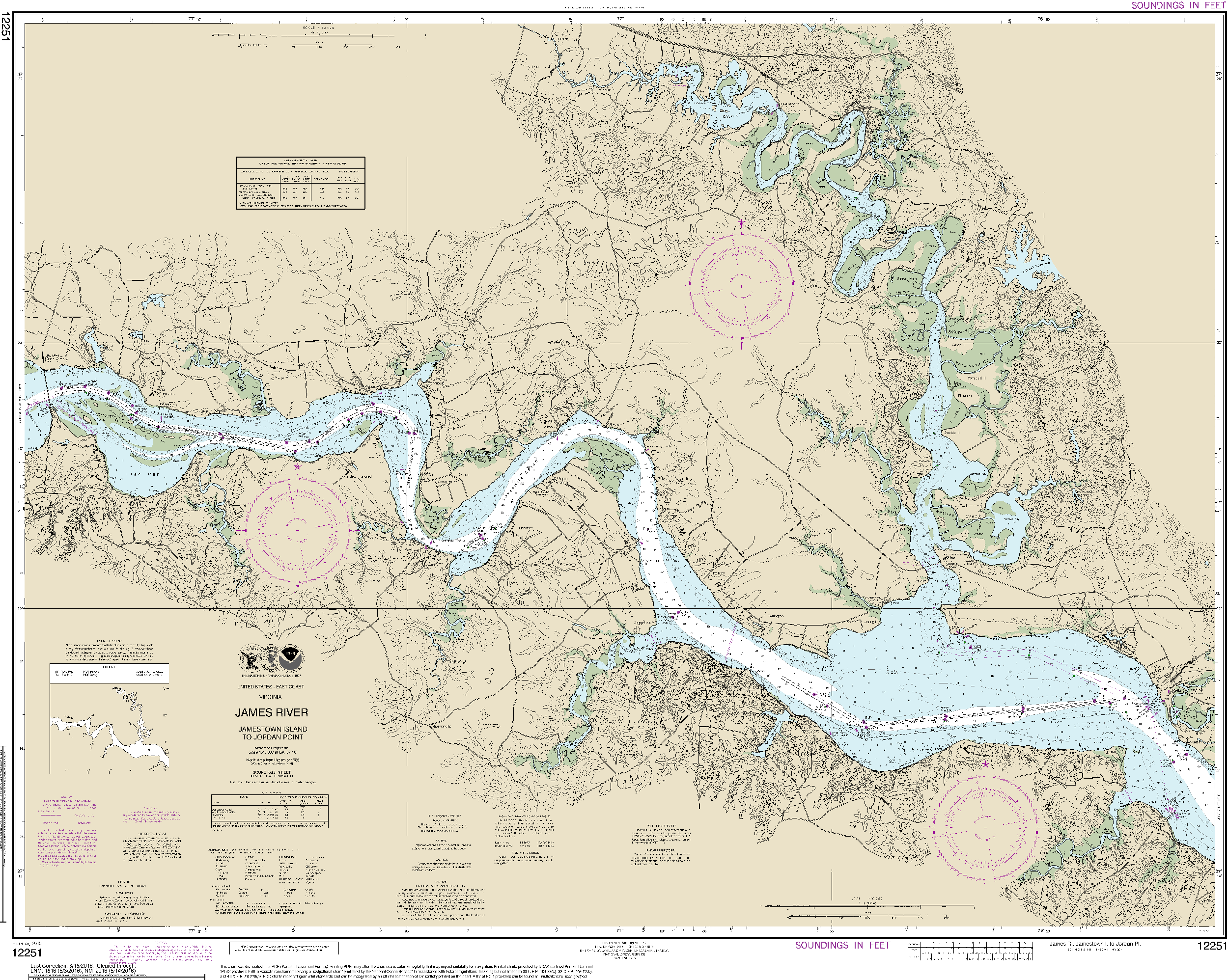 NOAA Nautical Chart 12251: James River  Jamestown Island to Jordan Point