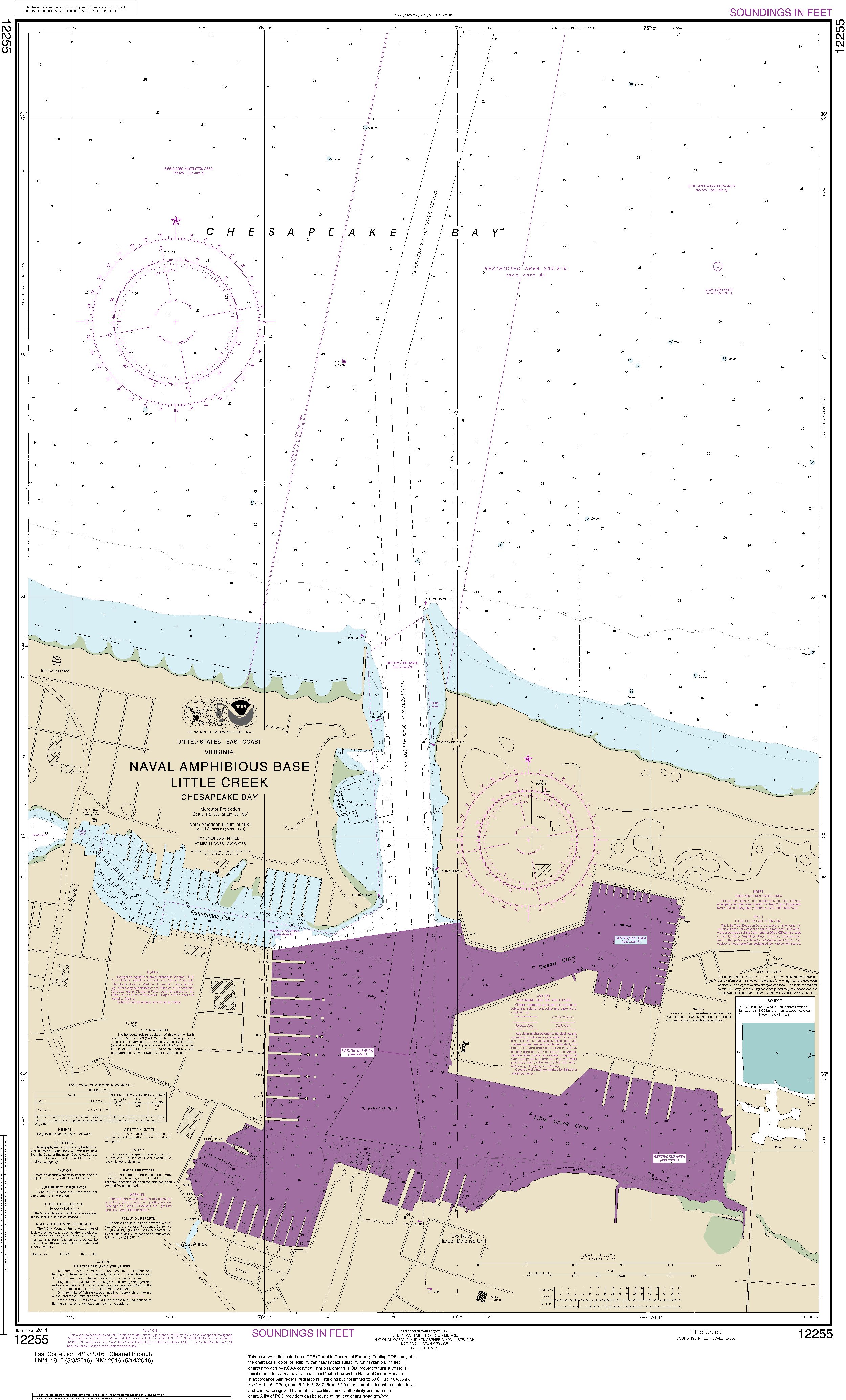 NOAA Nautical Chart 12255: Little Creek Naval Amphibious Base