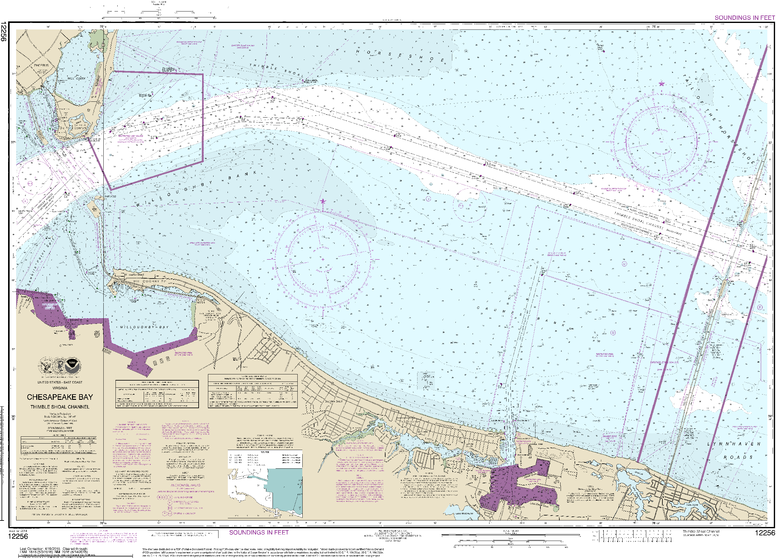 NOAA Nautical Chart 12256: Chesapeake Bay Thimble Shoal Channel