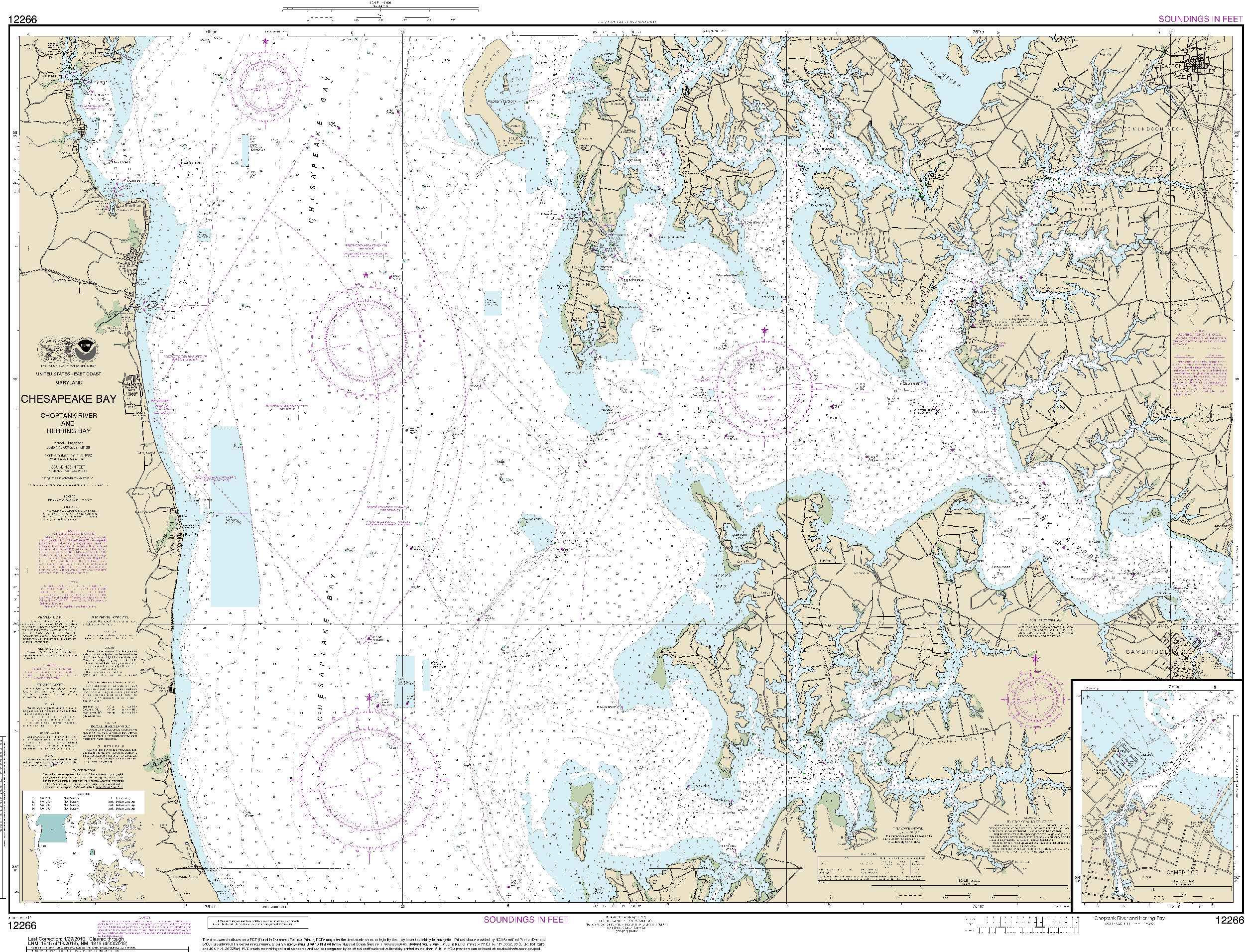 NOAA Nautical Chart 12266: Chesapeake Bay Choptank River and Herring Bay; Cambridge