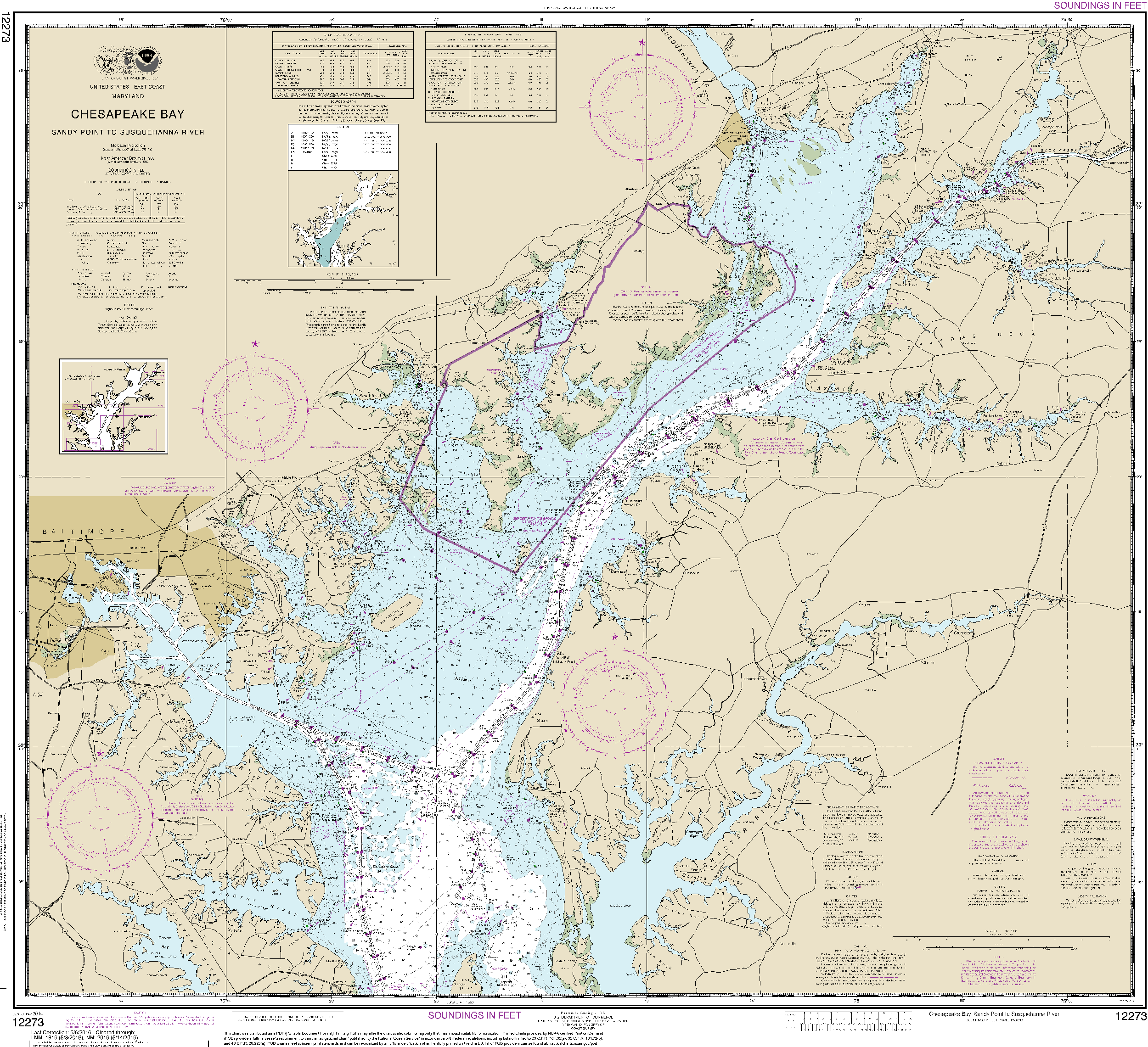 NOAA Nautical Chart 12273: Chesapeake Bay Sandy Point to Susquehanna River