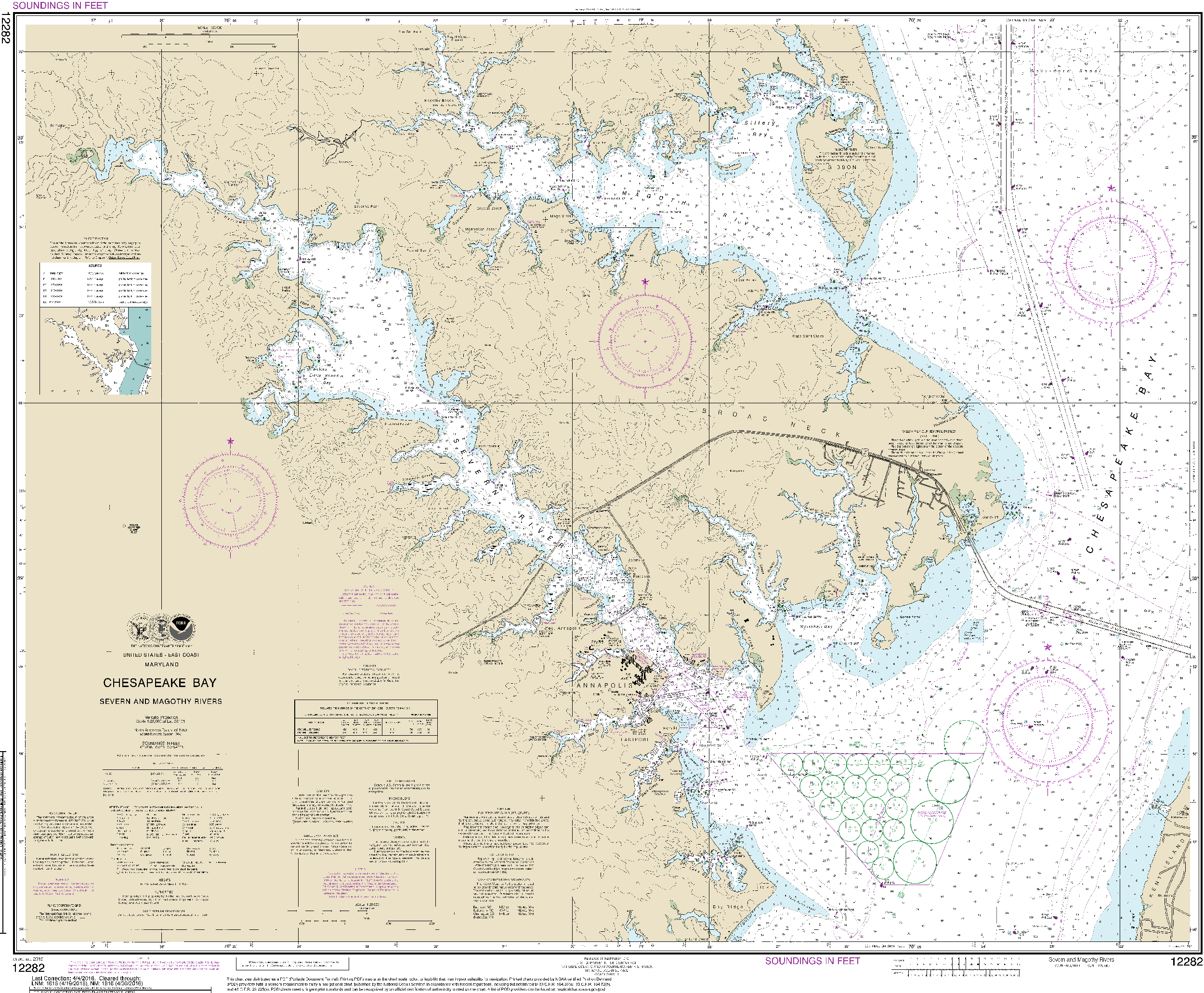 NOAA Nautical Chart 12282: Chesapeake Bay Severn and Magothy Rivers