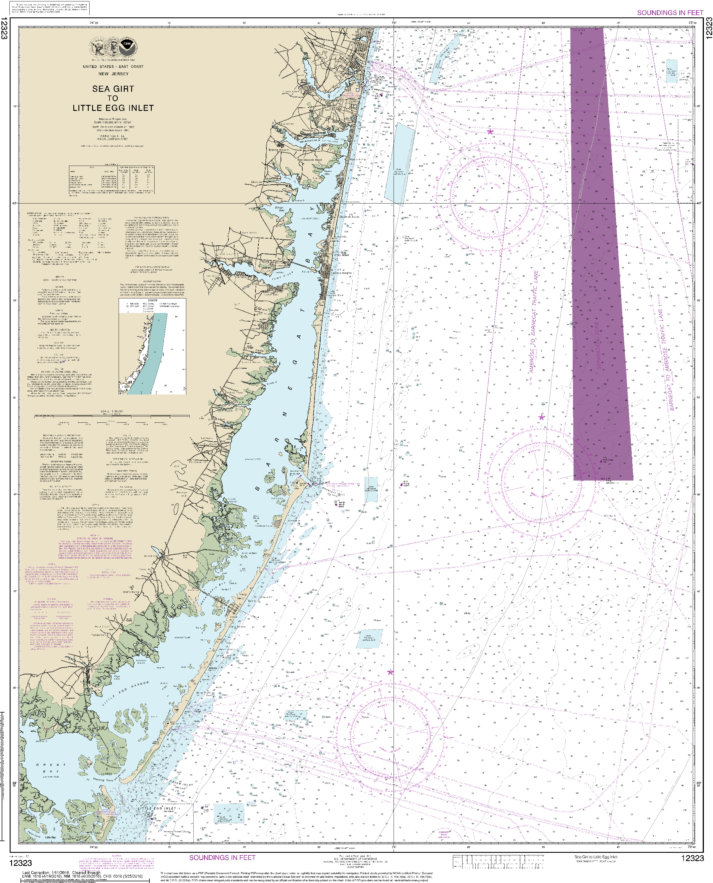 NOAA Nautical Chart 12323: Sea Girt to Little Egg Inlet