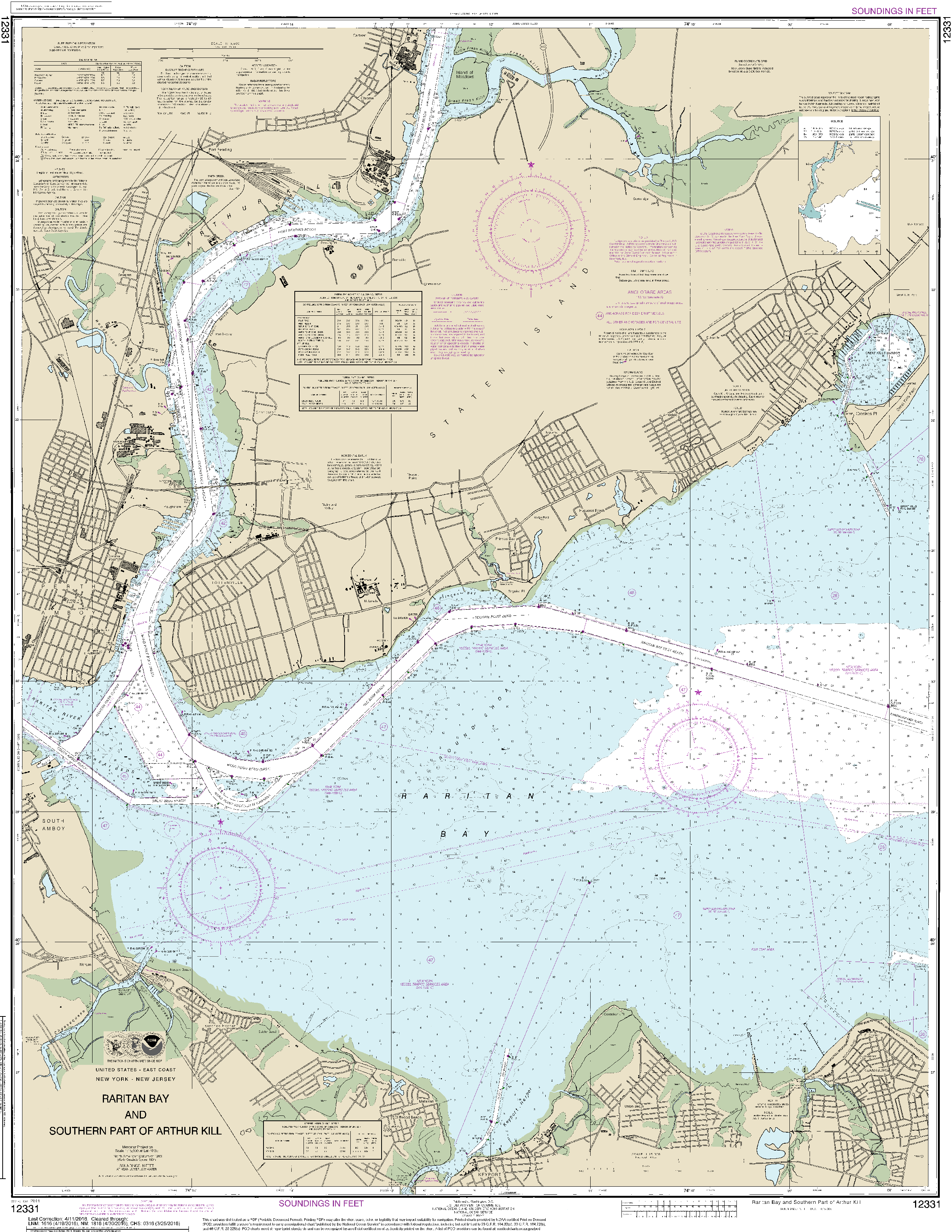 NOAA Nautical Chart 12331: Raritan Bay and Southern Part of Arthur Kill