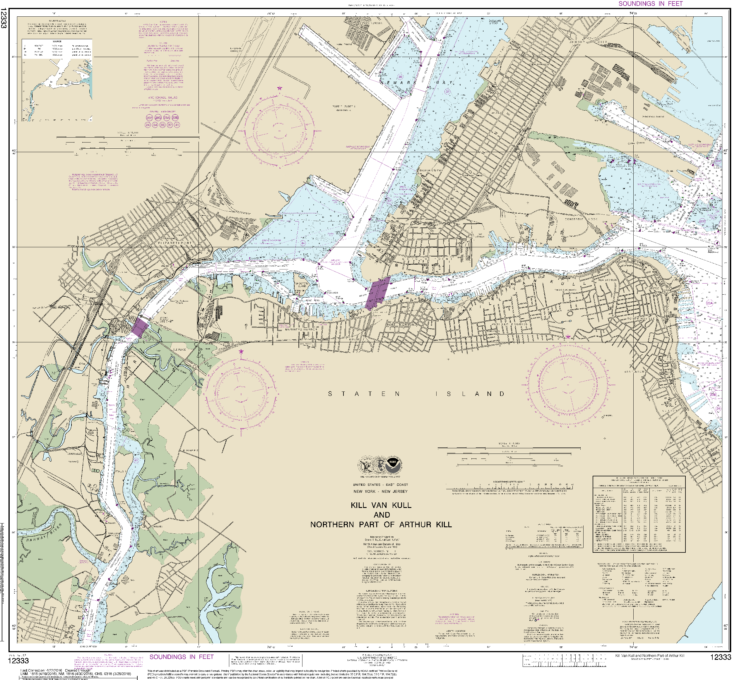 NOAA Nautical Chart 12333: Kill Van Kull and Northern Part of Arthur Kill