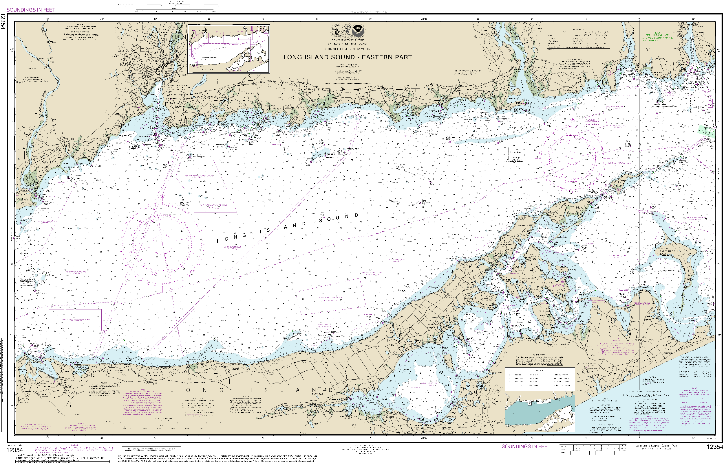 NOAA Nautical Chart 12354: Long Island Sound Eastern part