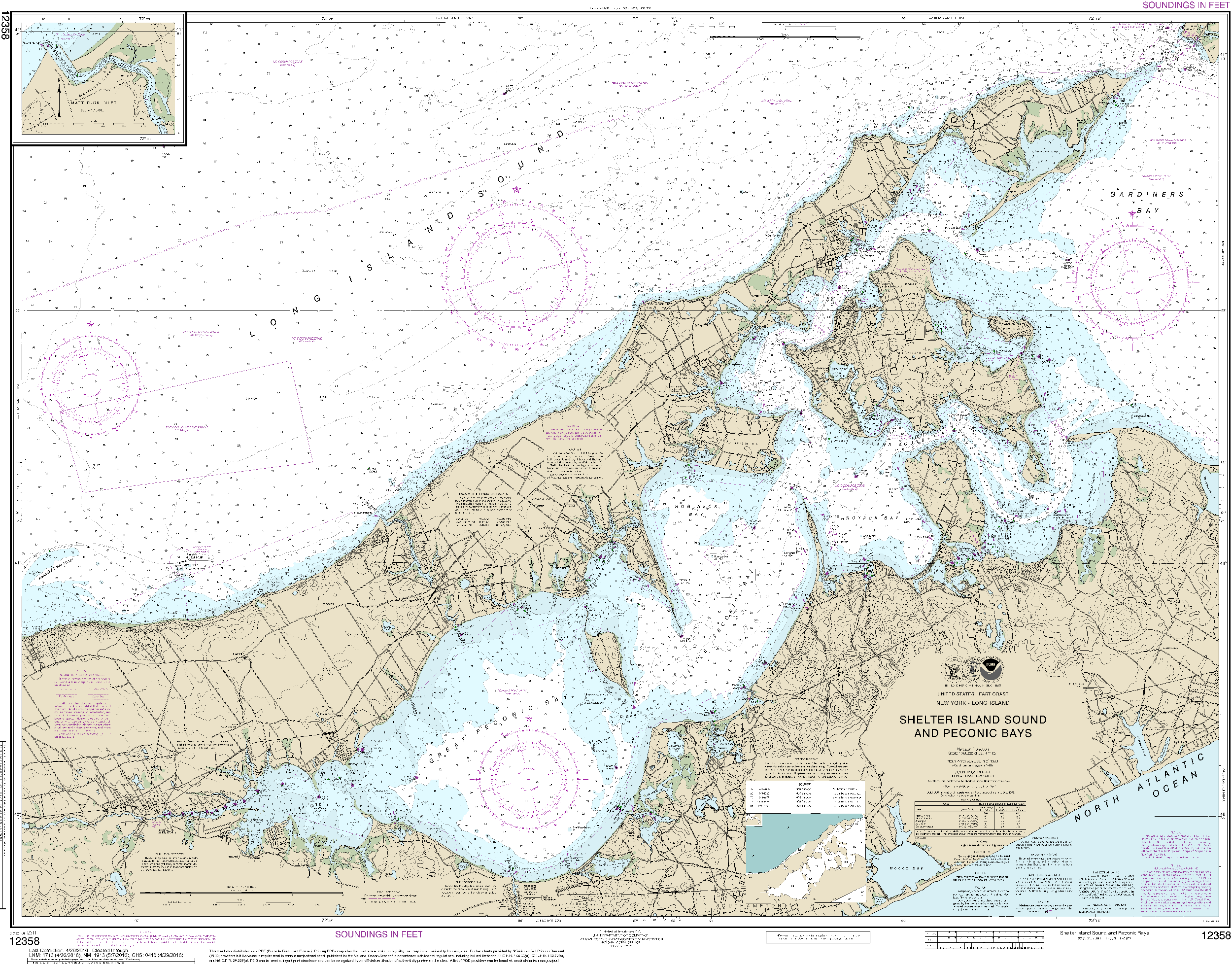 NOAA Nautical Chart 12358: New York Long Island, Shelter Island Sound and Peconic Bays;Mattituck Inlet