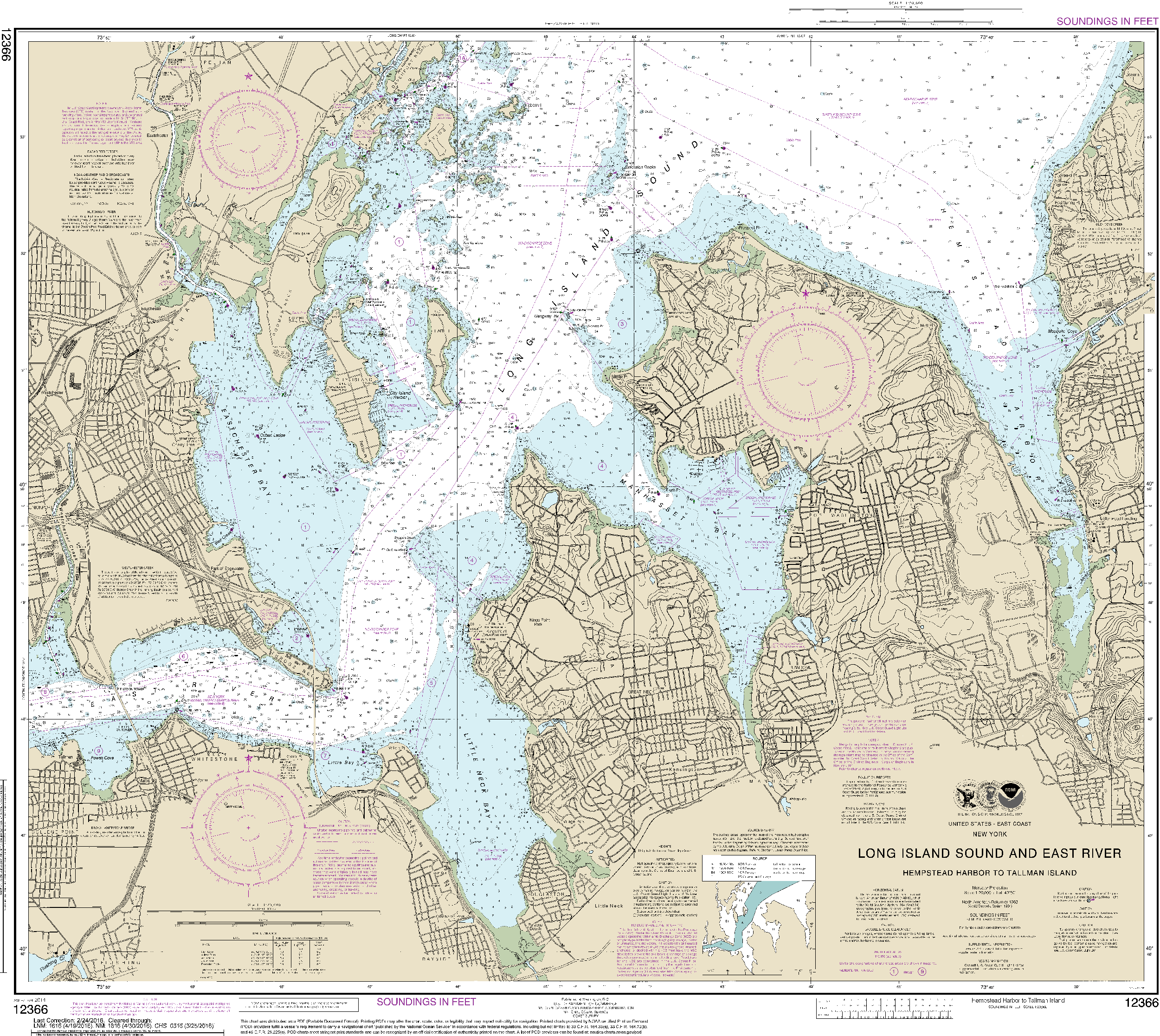 NOAA Nautical Chart 12366: Long Island Sound and East River Hempstead Harbor to Tallman Island