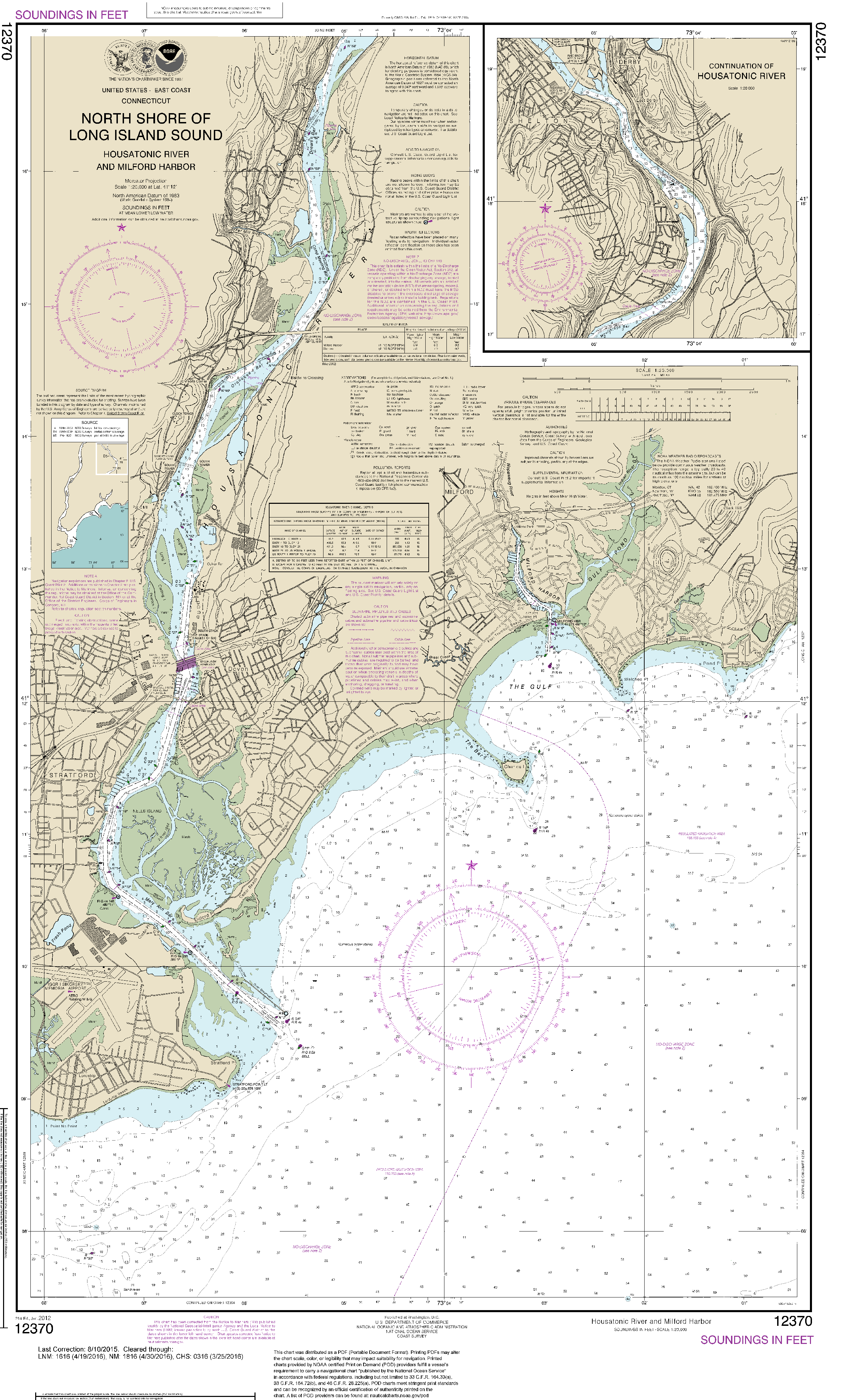 NOAA Nautical Chart 12370: North Shore of Long Island Sound Housatonic River and Milford Harbor