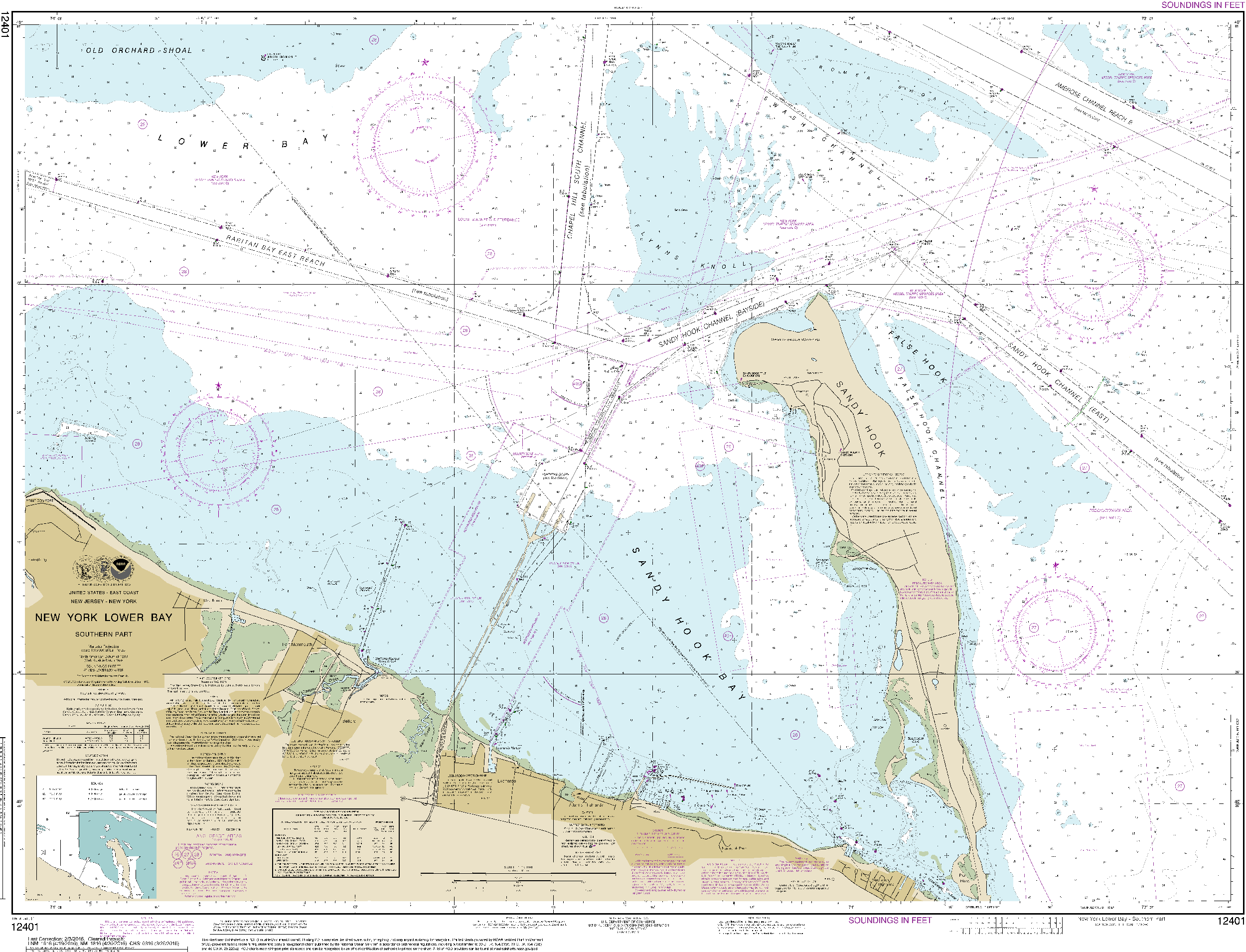 NOAA Nautical Chart 12401: New York Lower Bay Southern part