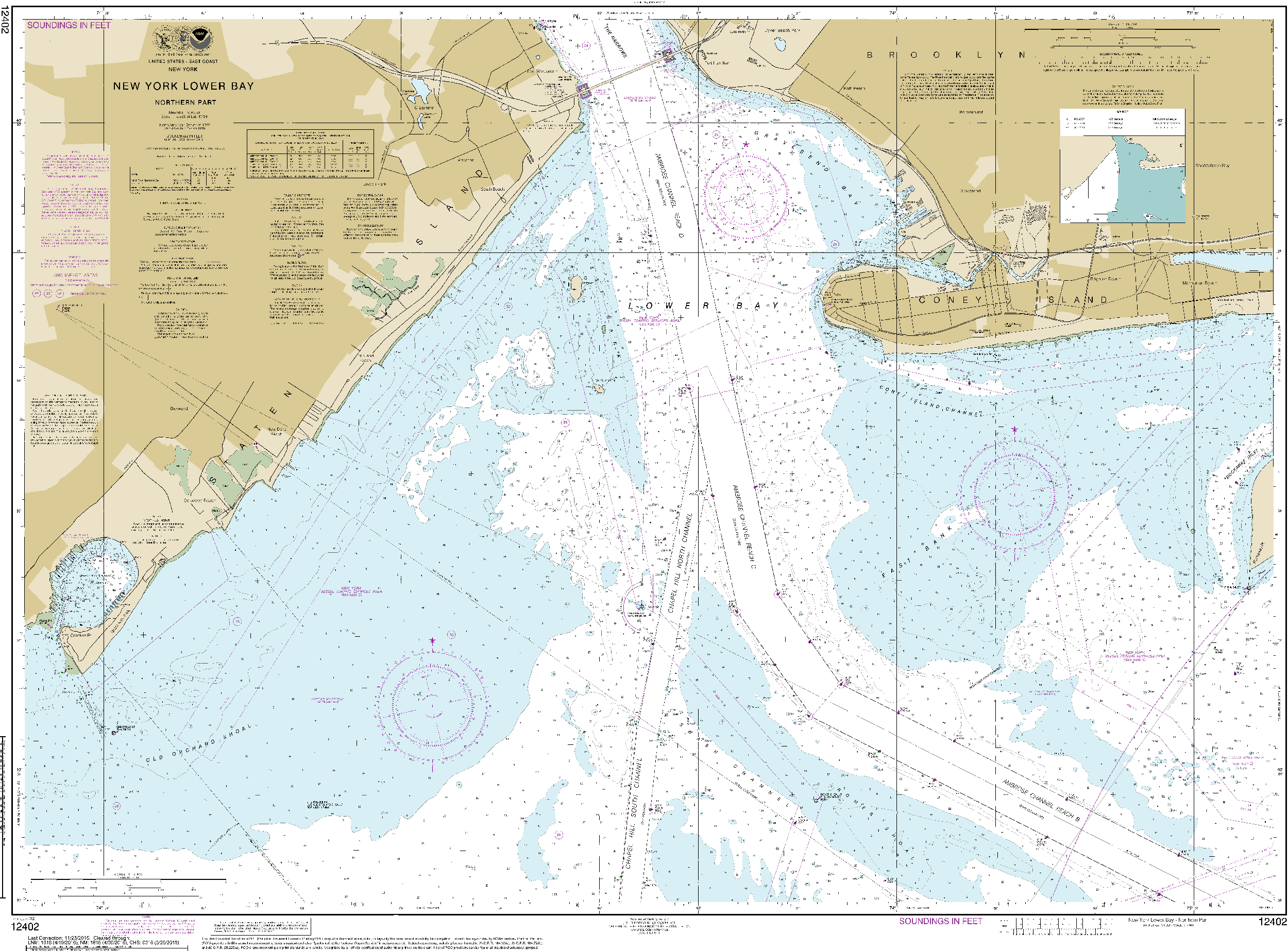 NOAA Nautical Chart 12402: New York Lower Bay Northern part