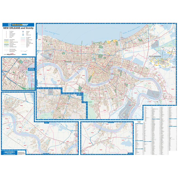 New Orleans, La Wall Map - Large Laminated