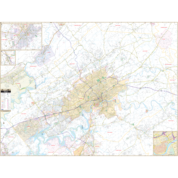 Knoxville, Tn Wall Map - Large Laminated