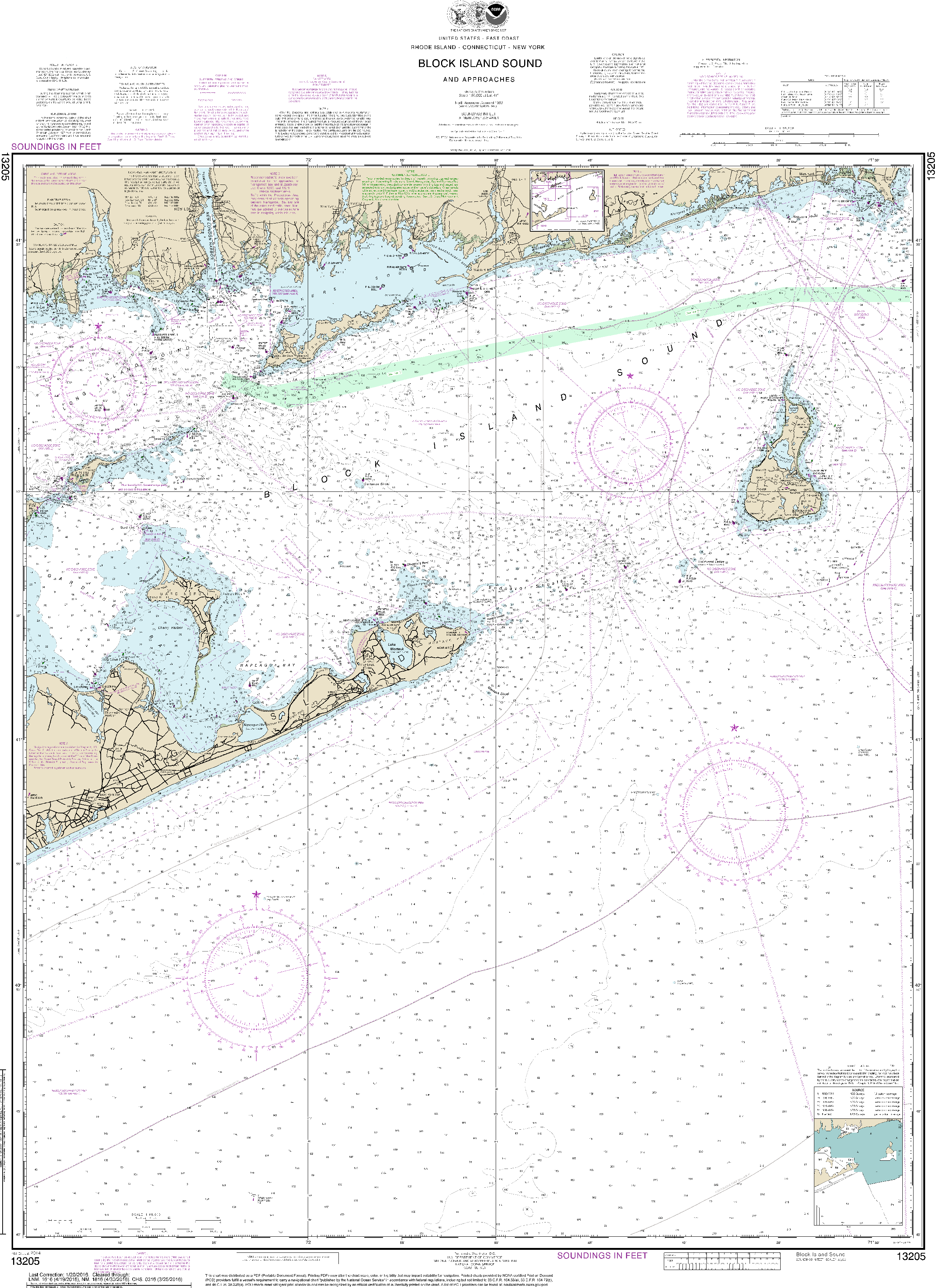 NOAA Nautical Chart 13205: Block Island Sound and Approaches