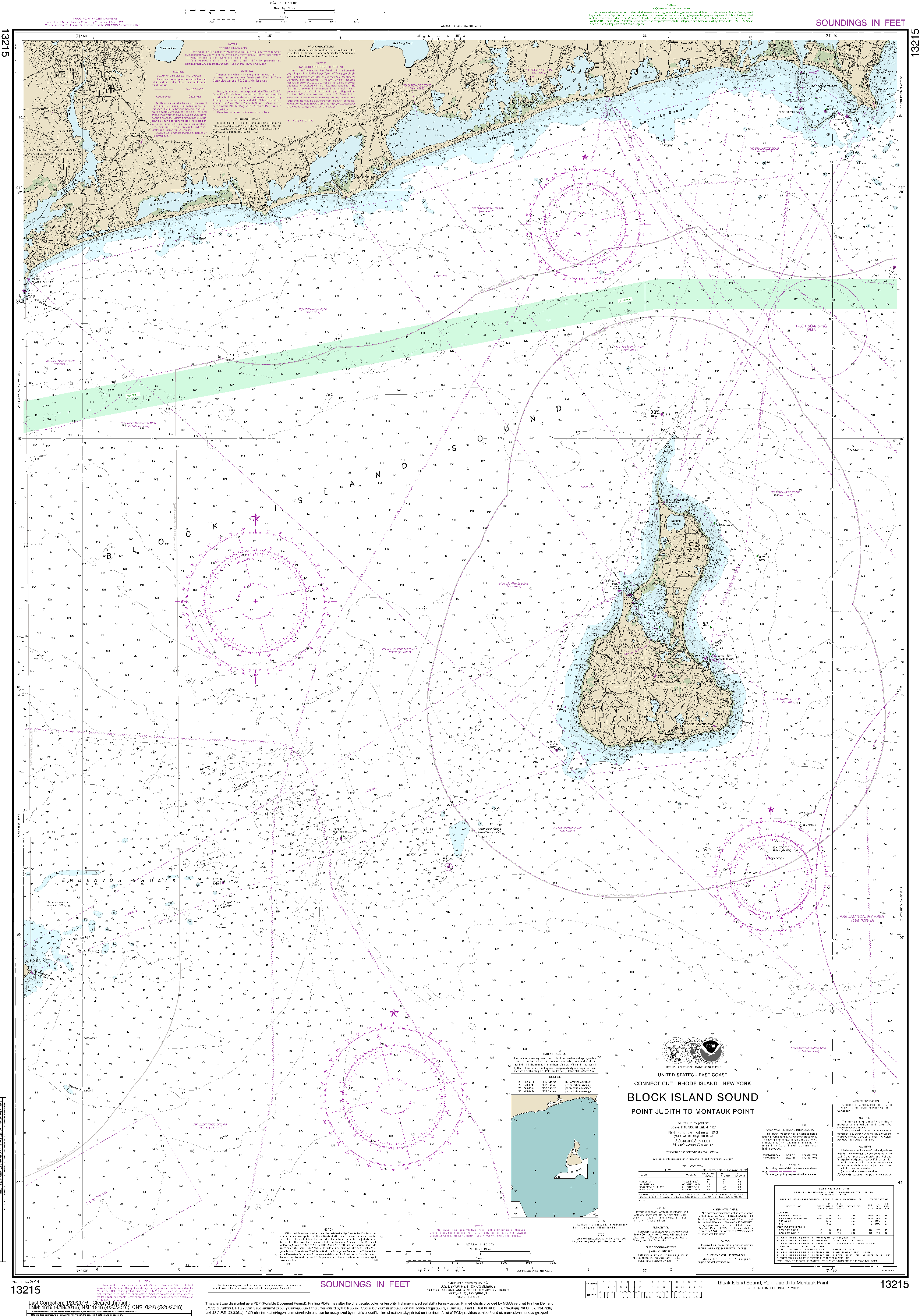 NOAA Nautical Chart 13215: Block Island Sound Point Judith to Montauk Point
