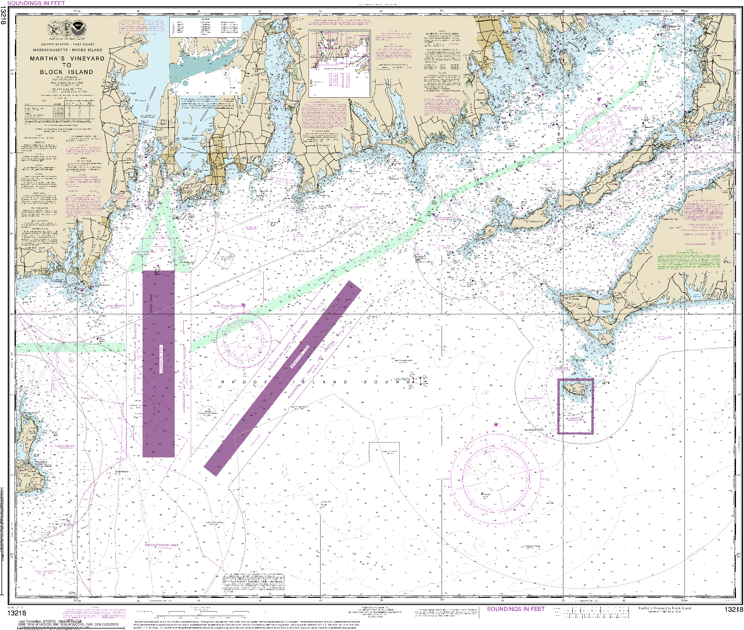NOAA Nautical Chart 13218: Marthas Vineyard to Block Island