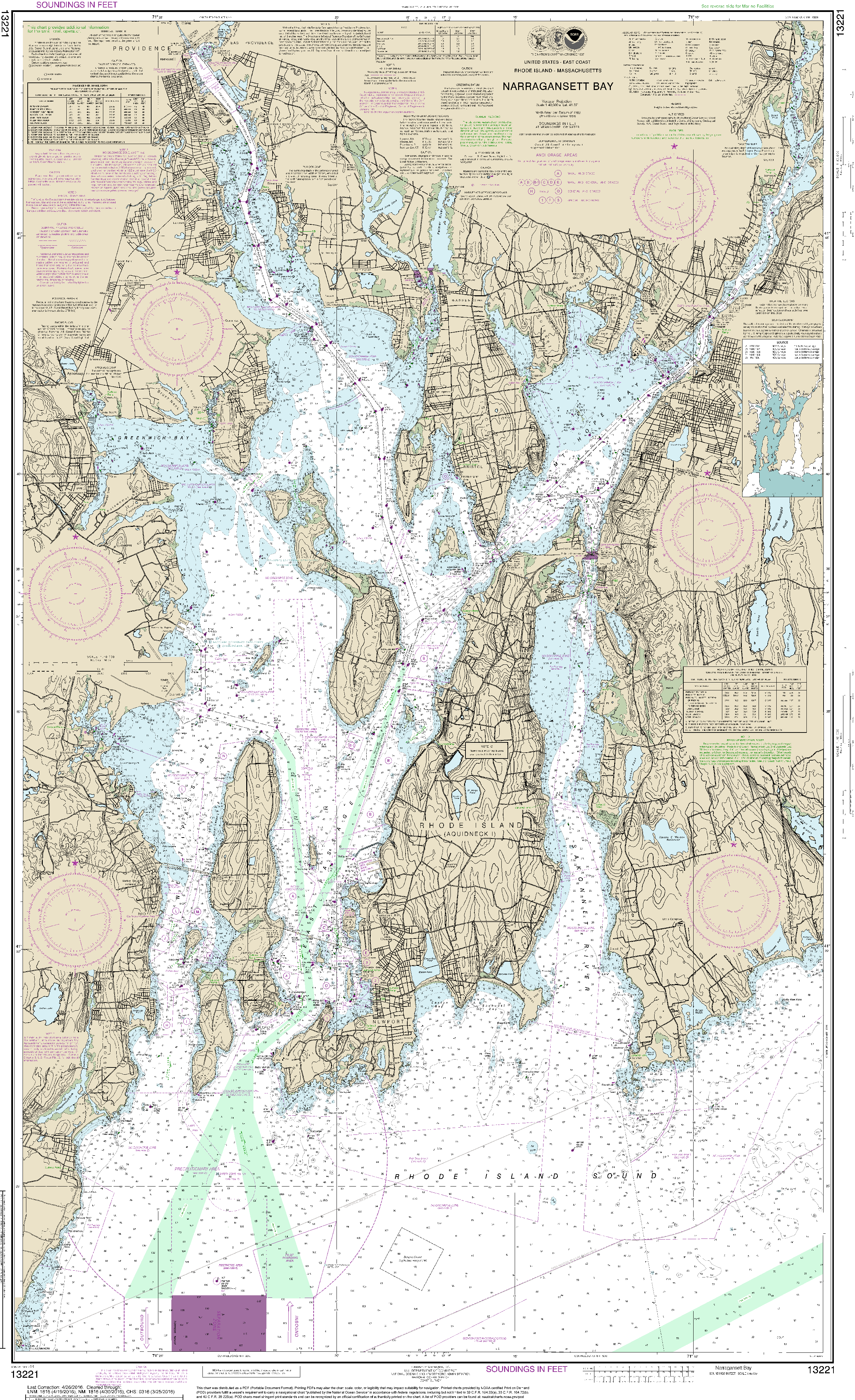 NOAA Nautical Chart 13221: Narragansett Bay