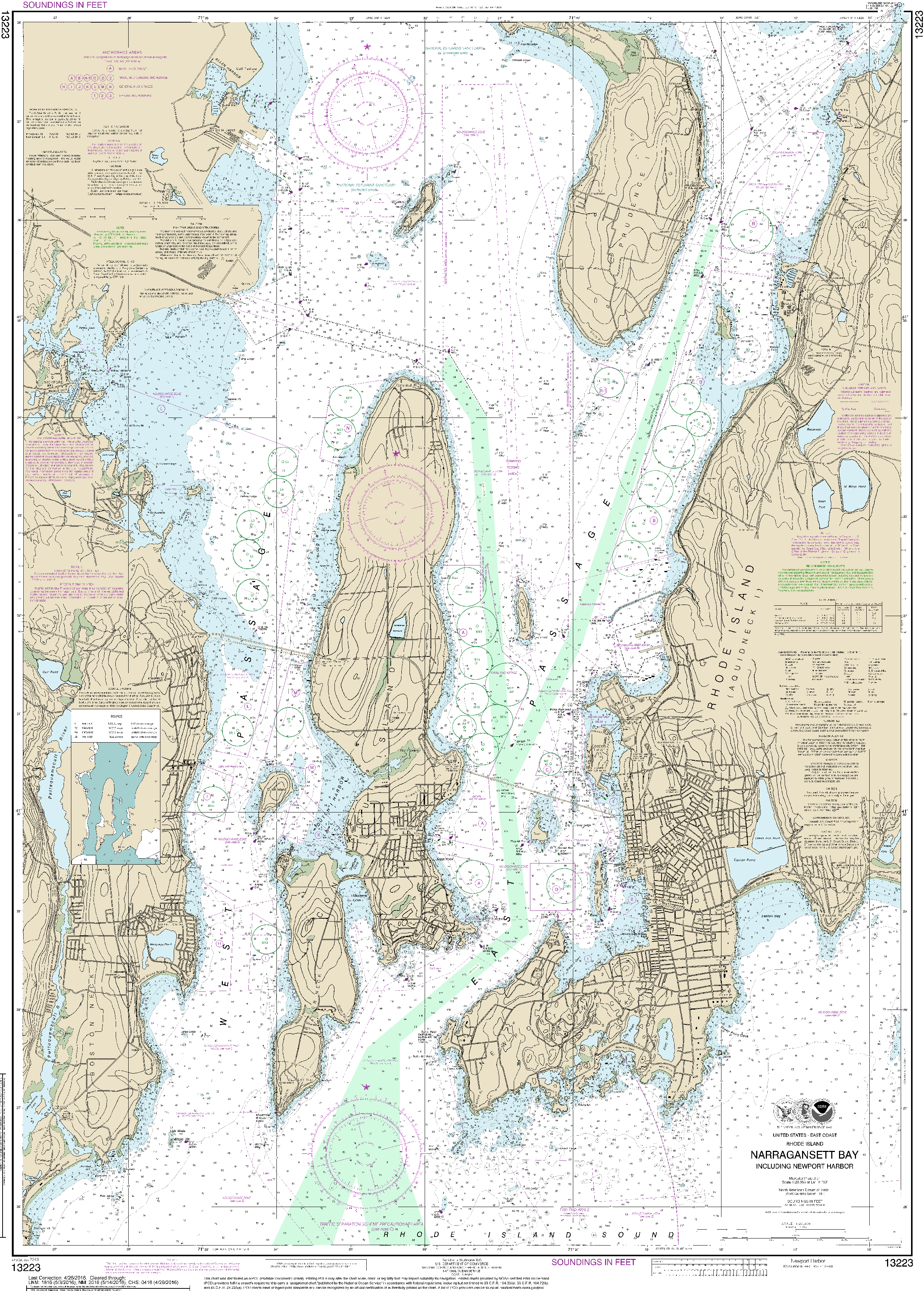NOAA Nautical Chart 13223: Narragansett Bay, Including Newport Harbor