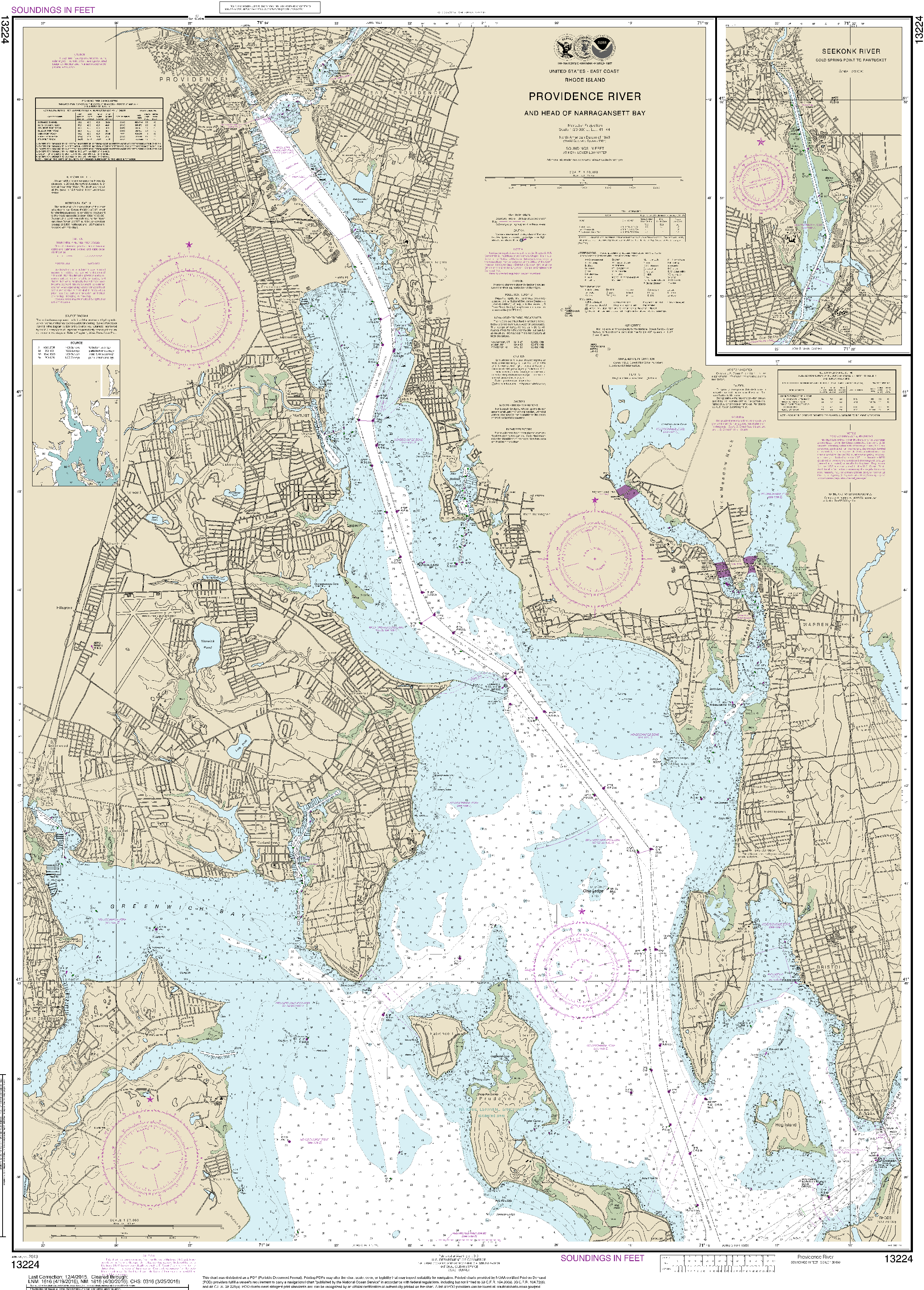 NOAA Nautical Chart 13224: Providence River and Head of Narragansett Bay