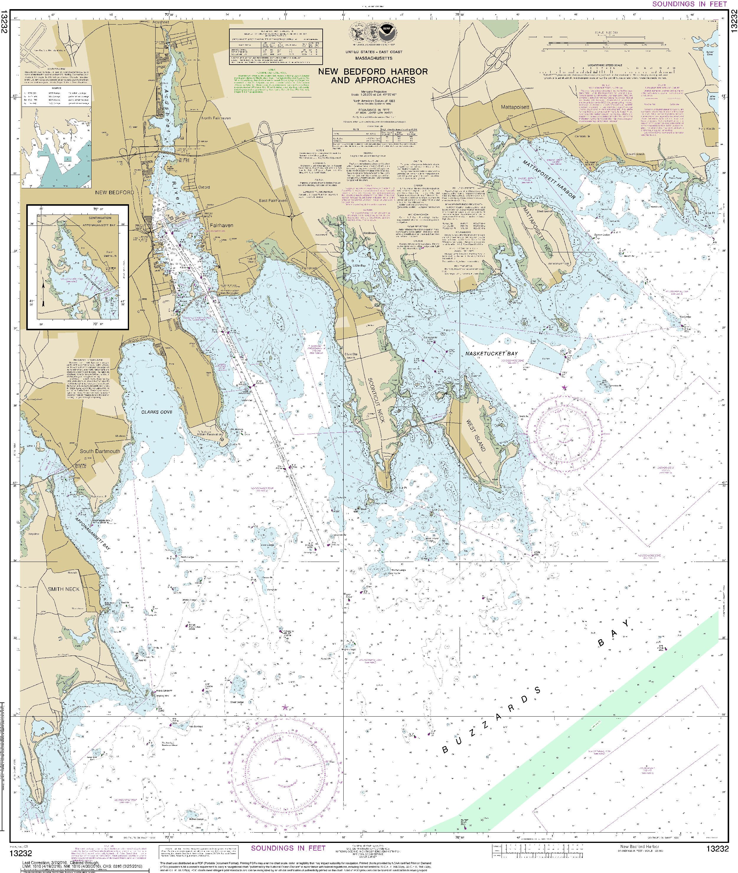 NOAA Nautical Chart 13232: New Bedford Harbor and Approaches