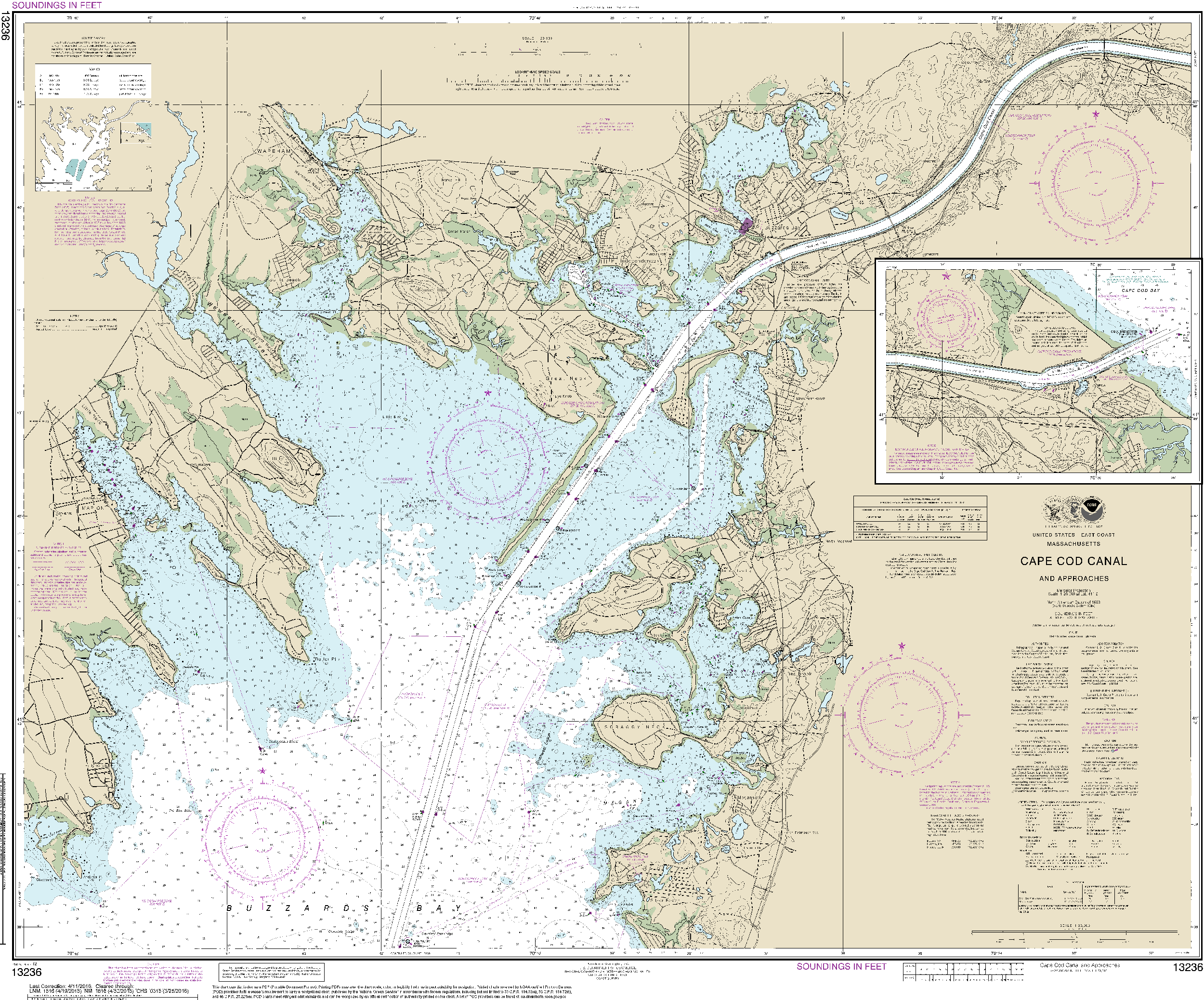 NOAA Nautical Chart 13236: Cape Cod Canal and Approaches
