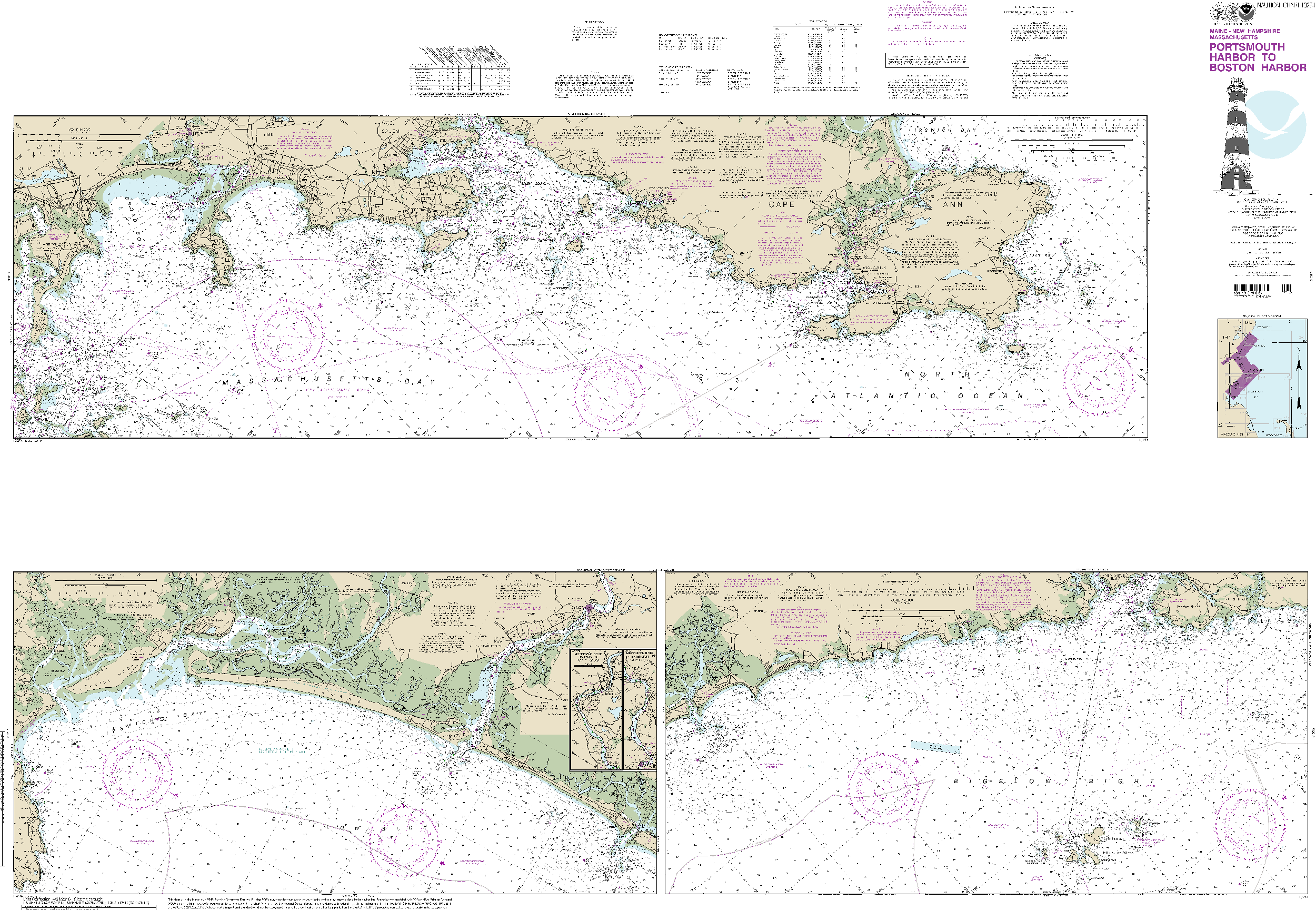 NOAA Nautical Chart 13274: Portsmouth Harbor to Boston Harbor; Merrimack River Extension