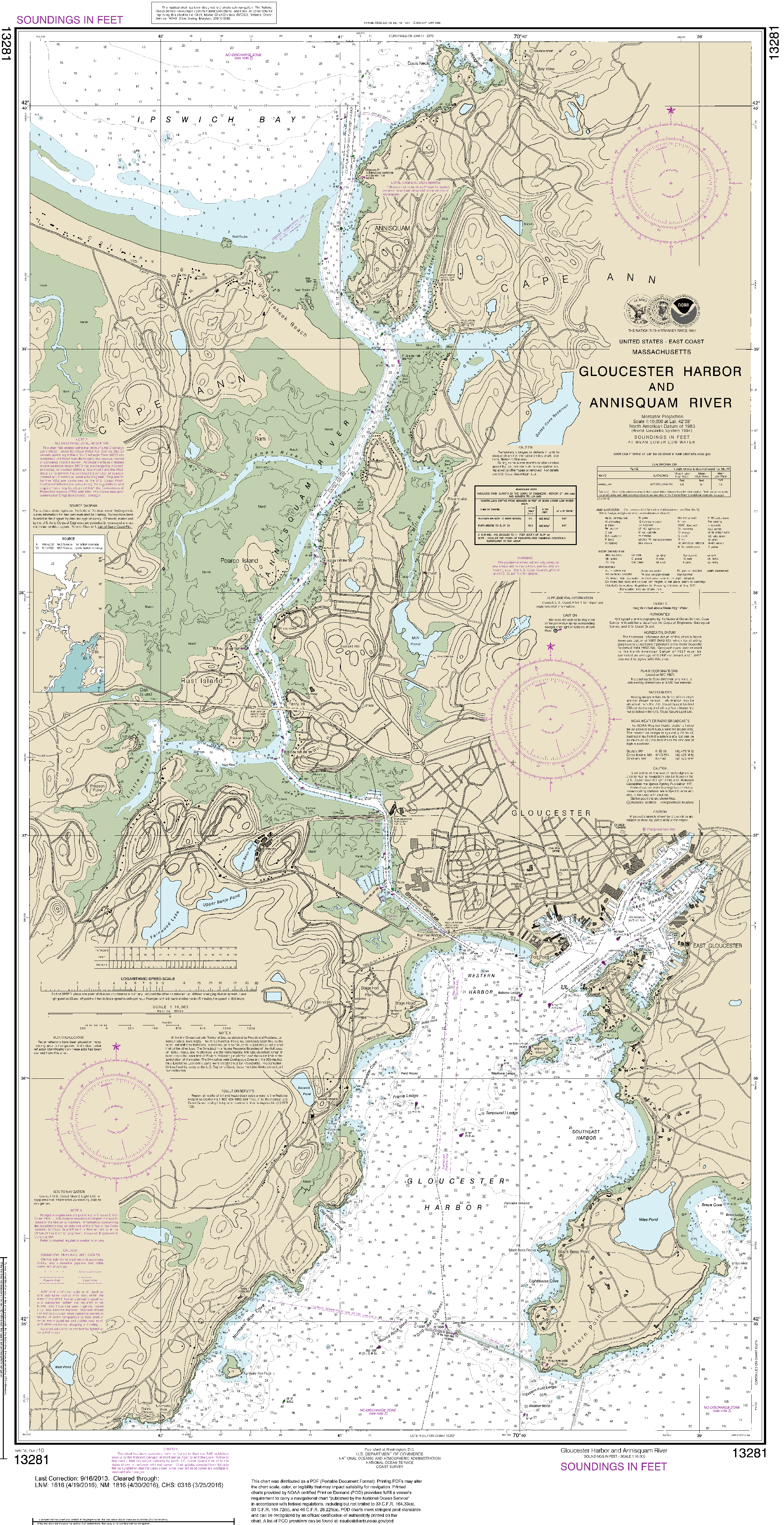 NOAA Nautical Chart 13281: Gloucester Harbor and Annisquam River