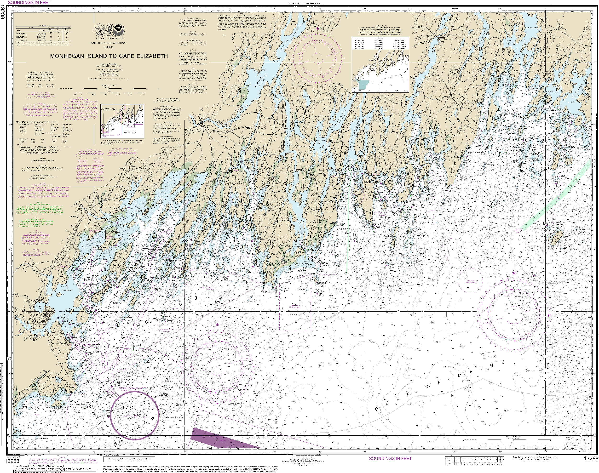 NOAA Nautical Chart 13288: Monhegan Island to Cape Elizabeth