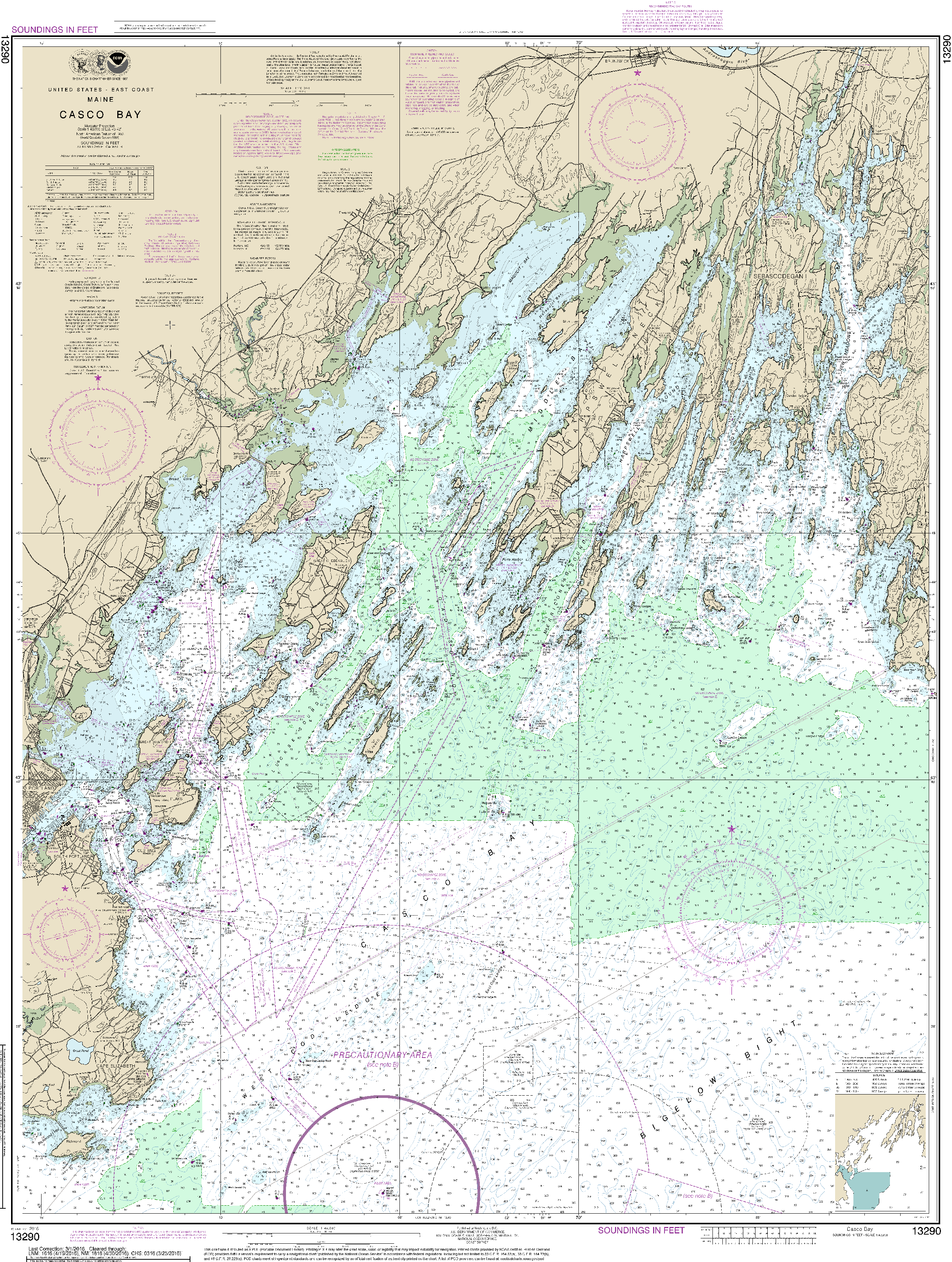 NOAA Nautical Chart 13290: Casco Bay