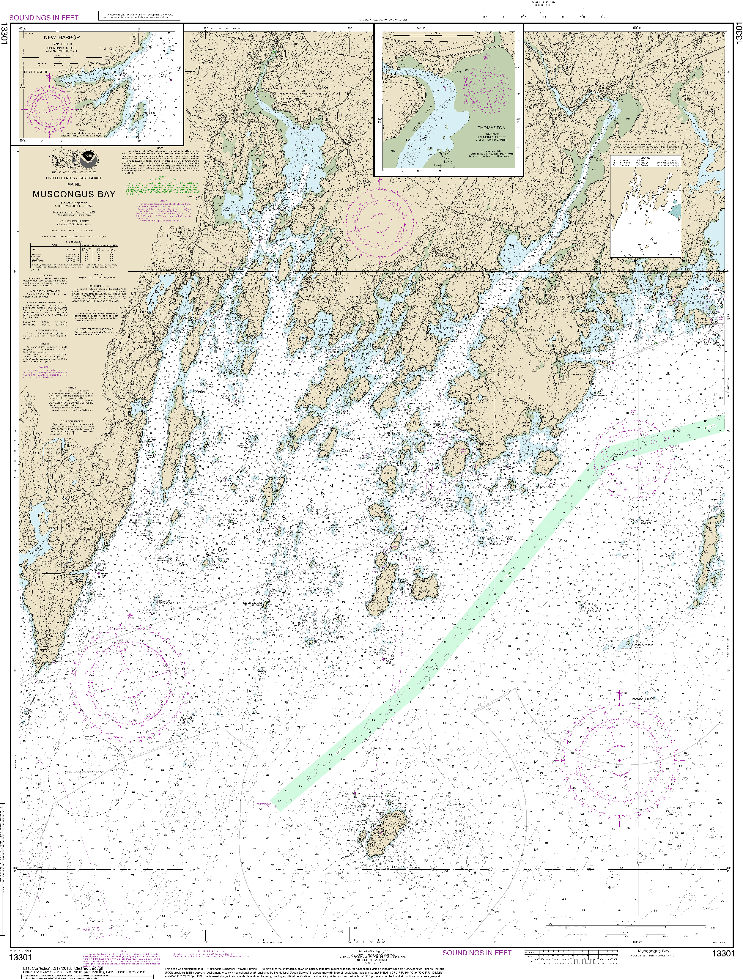 NOAA Nautical Chart 13301: Muscongus Bay;New Harbor;Thomaston
