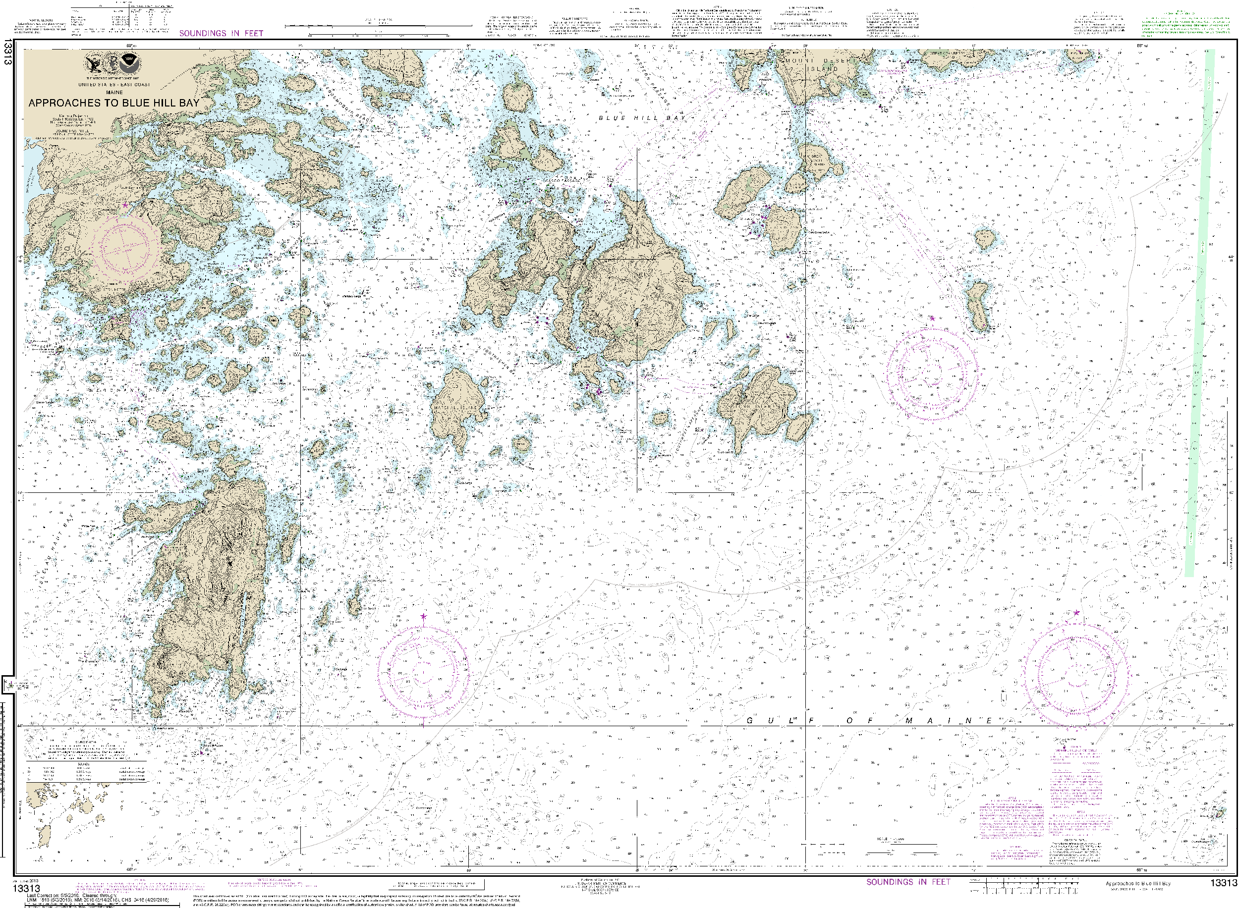 NOAA Nautical Chart 13313: Approaches to Blue Hill Bay