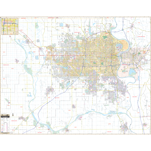 Omaha, Ne Wall Map - Large Laminated