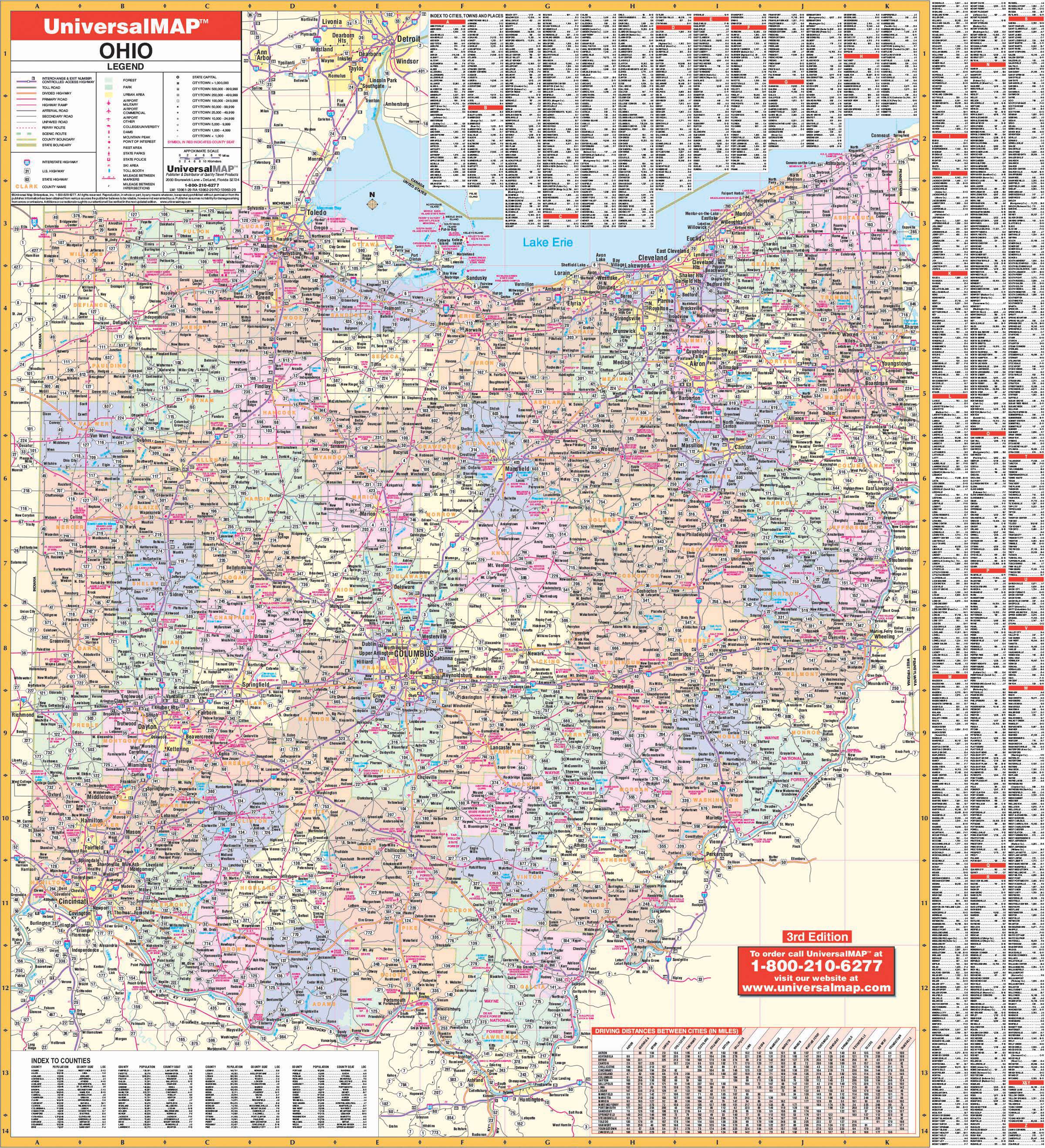 Ohio State Wall Map