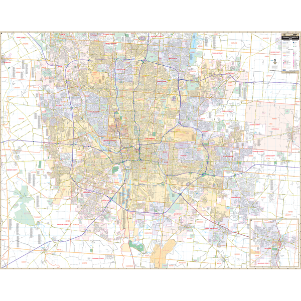 Columbus Franklin Co, Oh Wall Map - Large Laminated