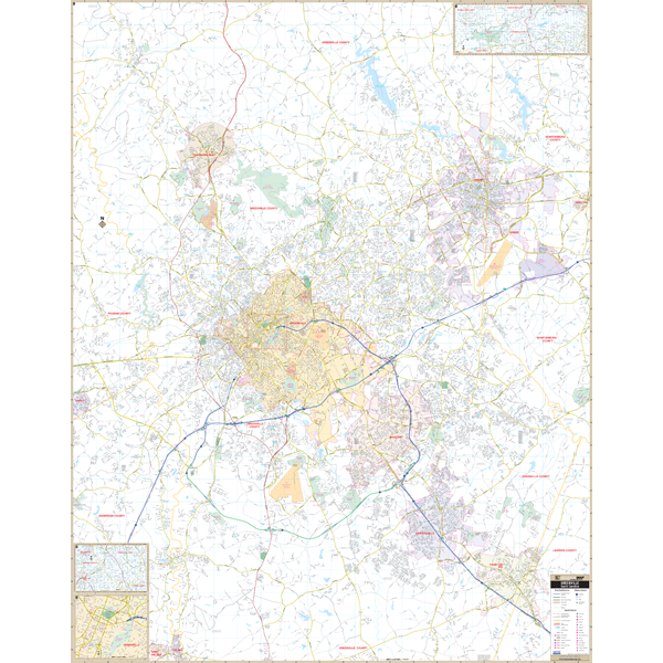 Greenville, Sc Wall Map - Large Laminated
