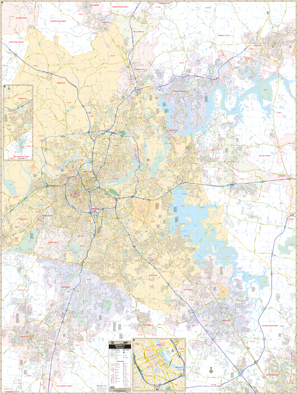 Nashville Davidson Co, Tn Wall Map - Large Laminated
