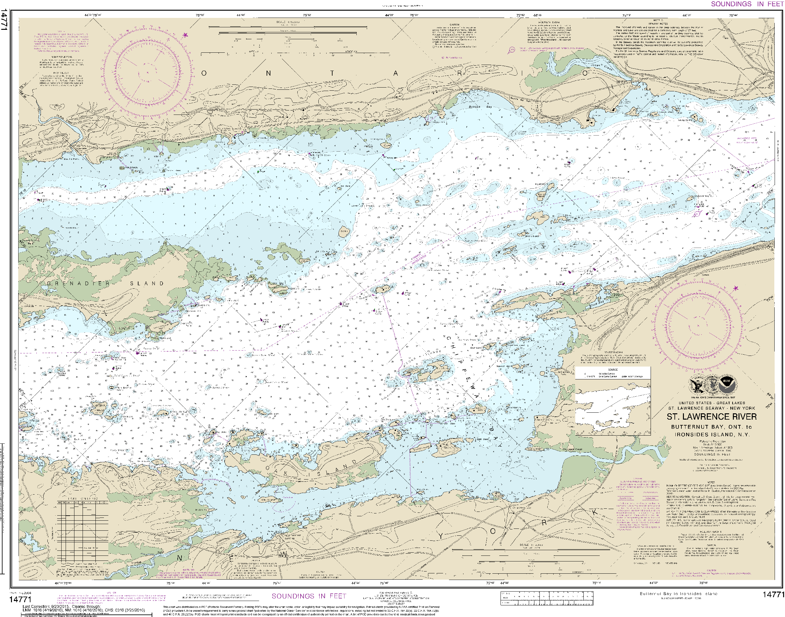 NOAA Nautical Chart 14771: Butternut Bay, Ont., to Ironsides l., N.Y.