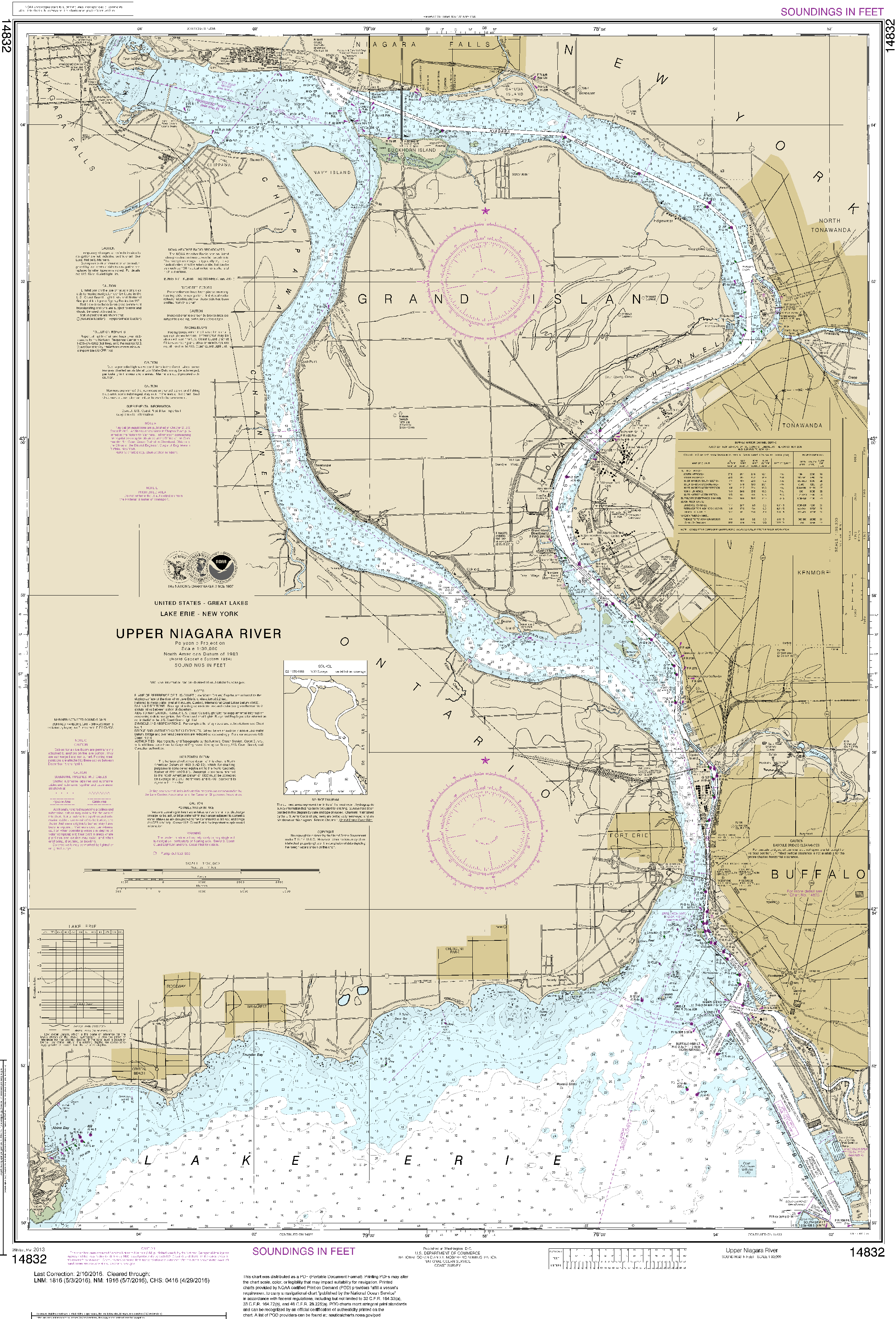 NOAA Nautical Chart 14832: Niagara Falls to Buffalo
