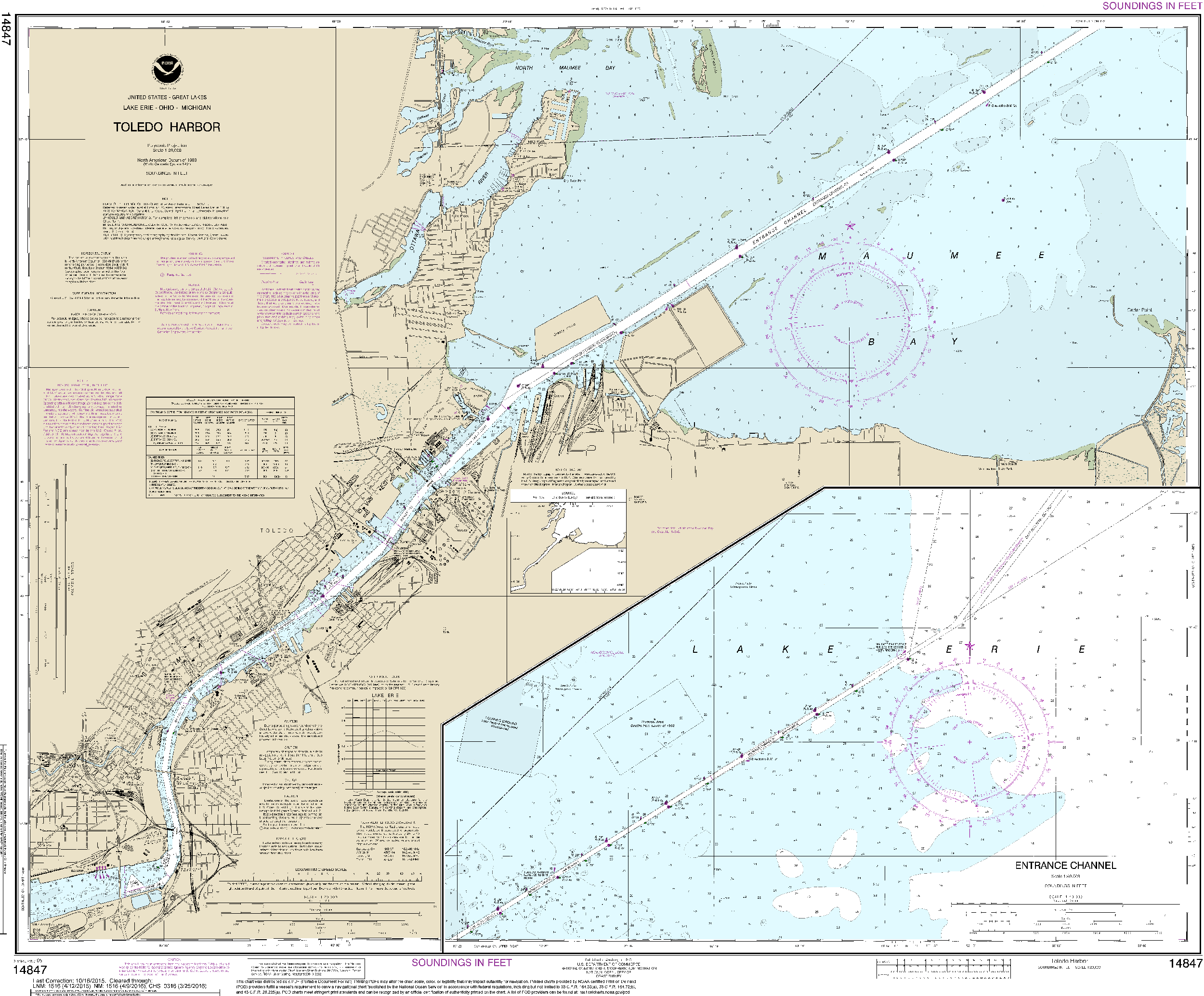 NOAA Nautical Chart 14847: Toledo Harbor;Entrance Channel to Harbor