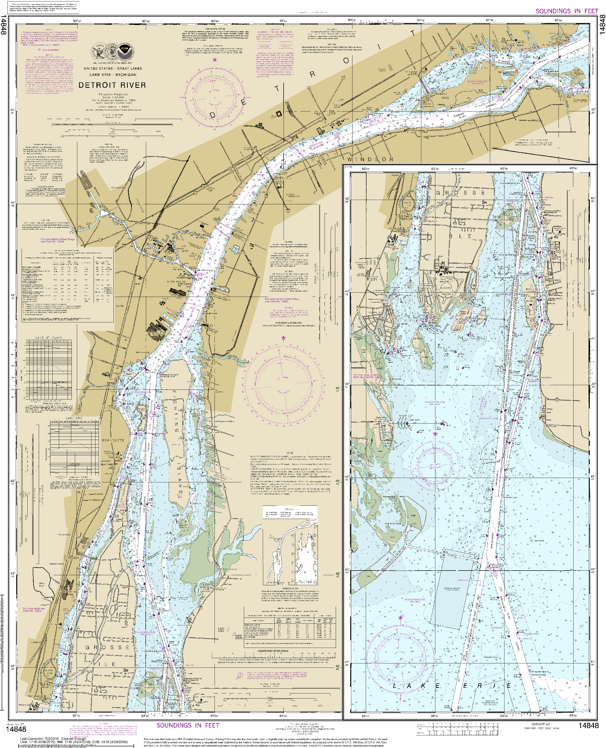 NOAA Nautical Chart 14848: Detroit River