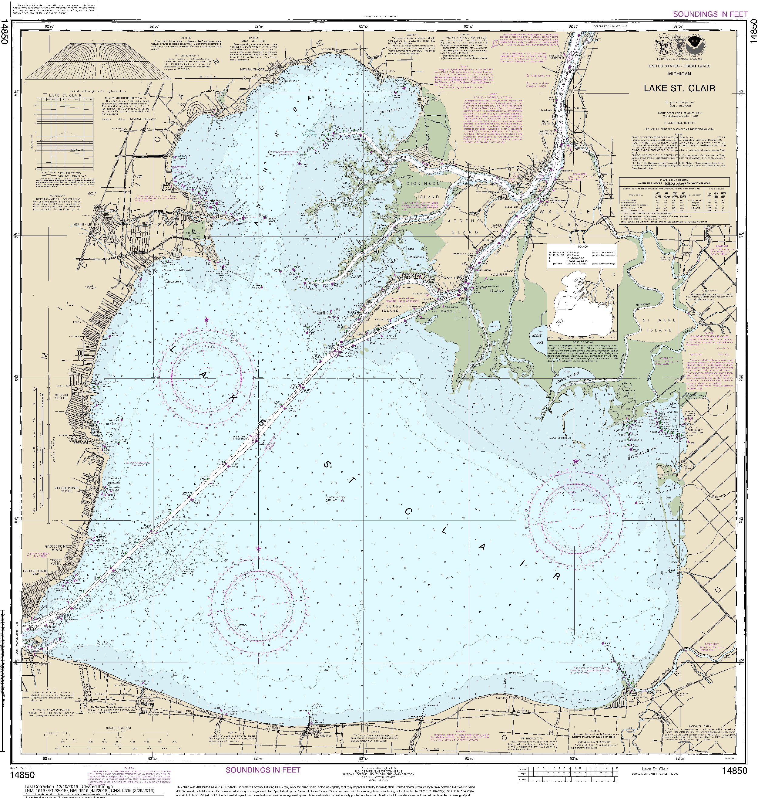 NOAA Nautical Chart 14850: Lake St. Clair