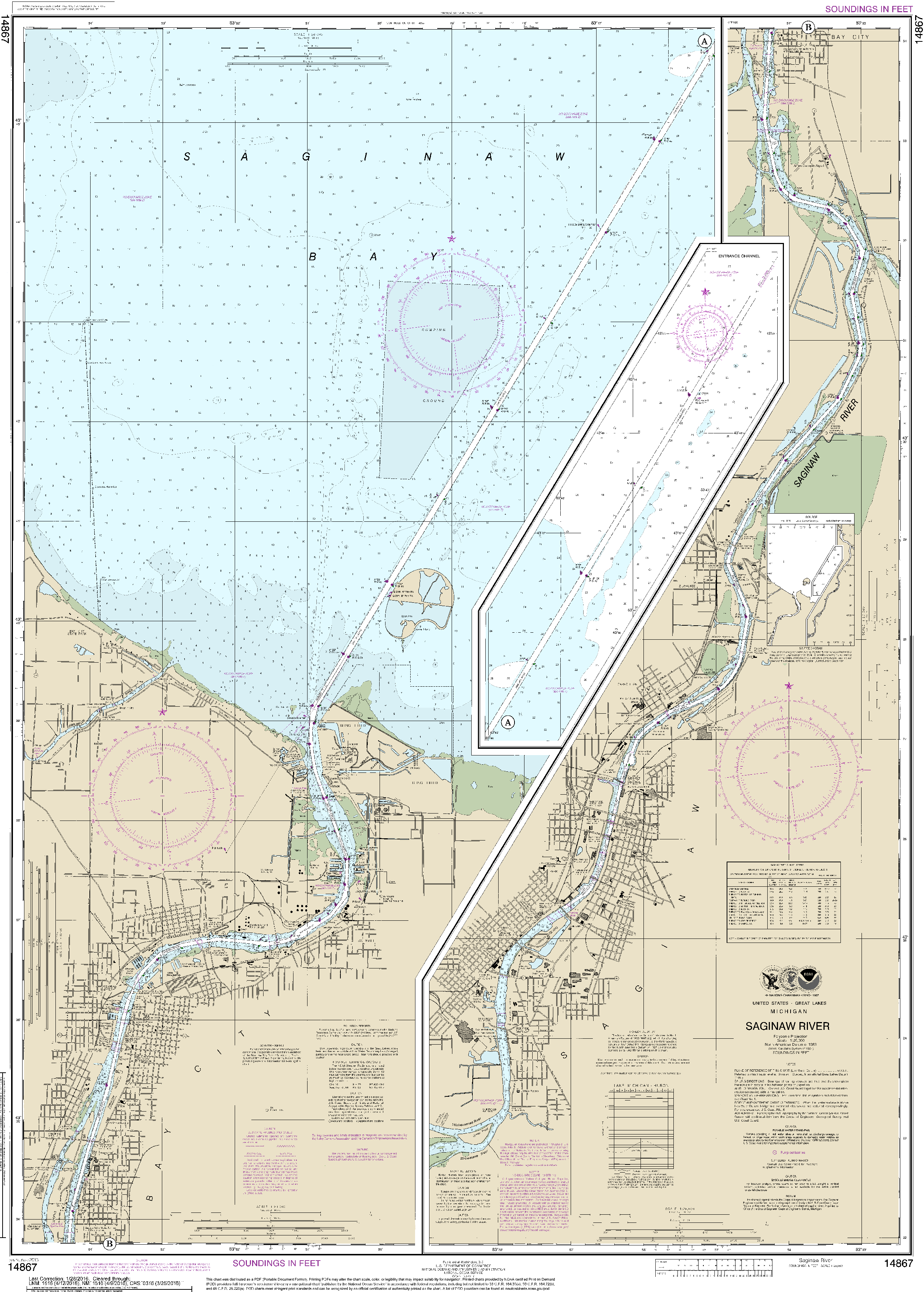 NOAA Nautical Chart 14867: Saginaw River