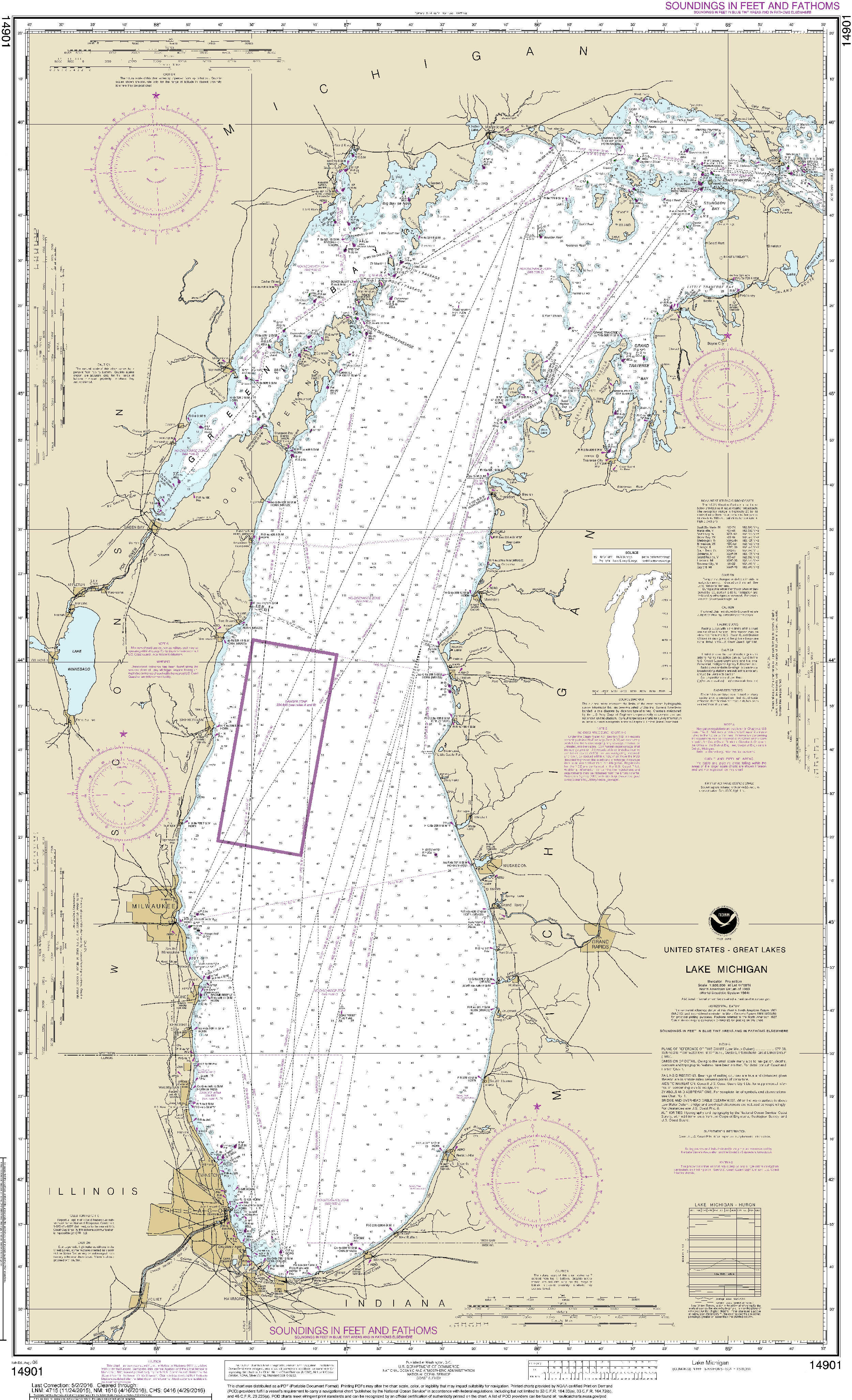 NOAA Nautical Chart 14901: Lake Michigan (Mercator Projection)