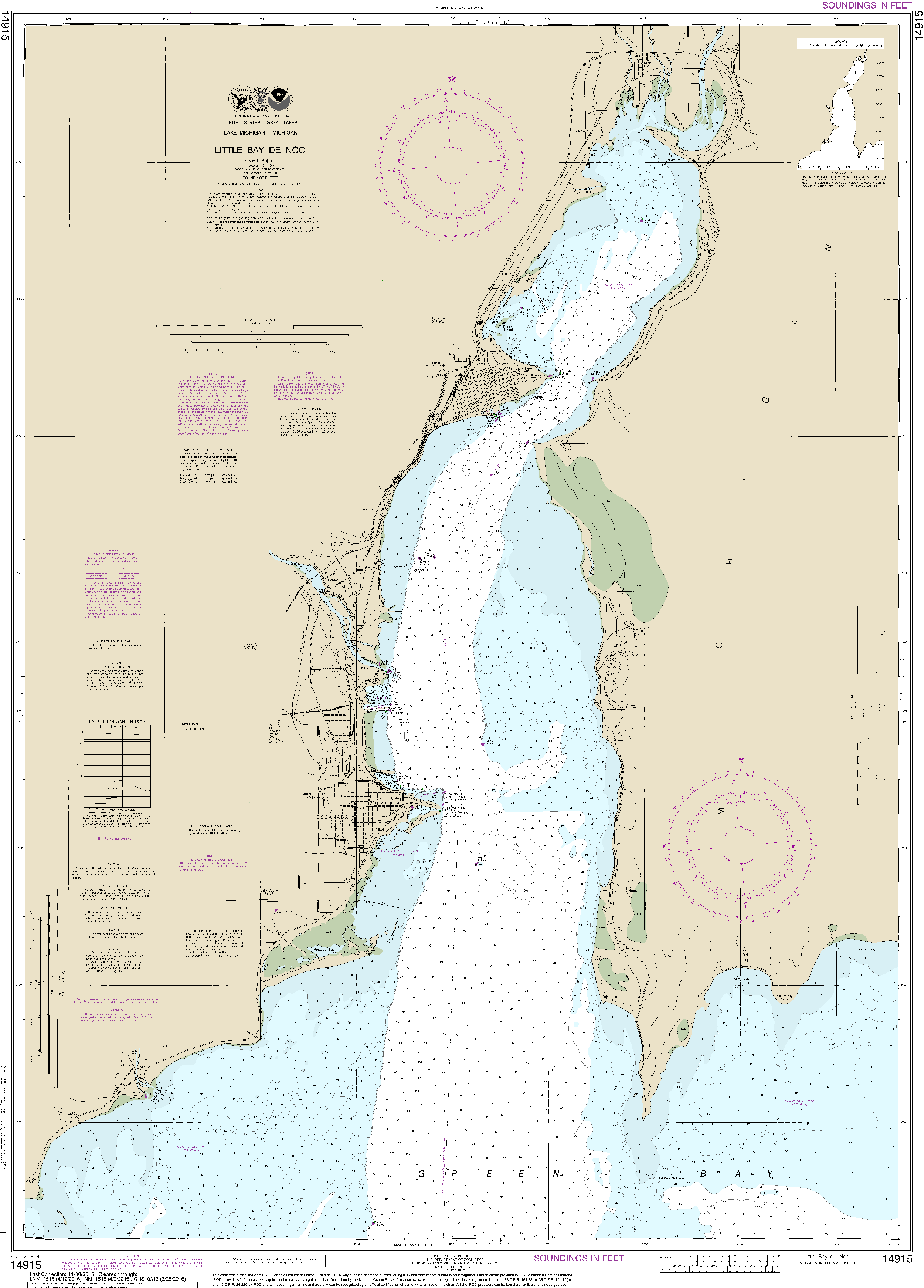 NOAA Nautical Chart 14915: Little Bay de Noc